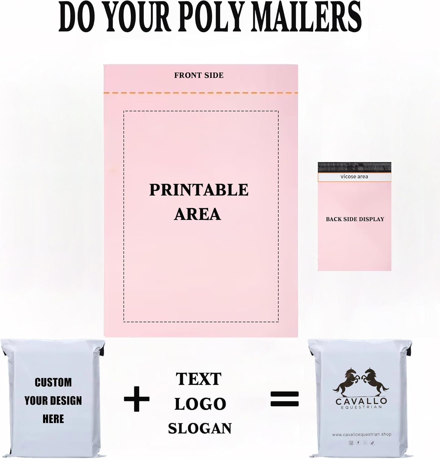Poly Mailer Bags - Personalized Packaging for Boutique Retail & Online Business - Custom Self-Seal Mailing Bags - Printed Logo/Text/Slogan - Postage Bag (100)
