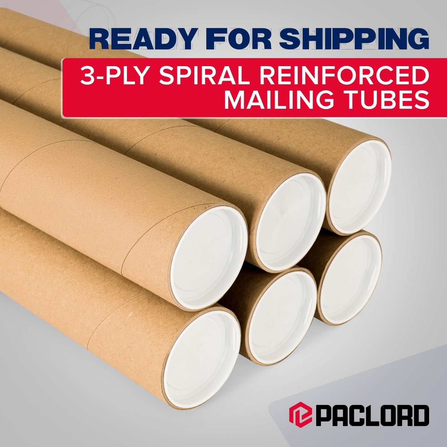 3" x 36" Heavy-Duty Reinforced Cardboard Mailing Tube, Pack of 4 Tubes with 8 Caps – Secure USPS Approved – Great for Shipping and Storing of Prints, Artwork, Posters or Documents