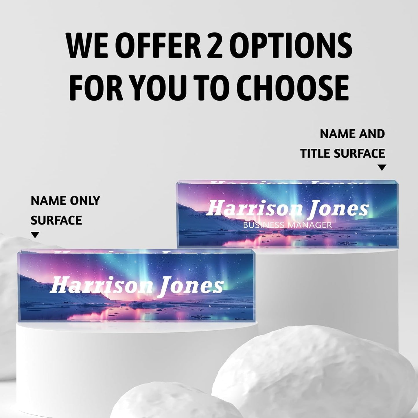 Personalized Name Plate for Desks, Custom Desk Name Plates, Acrylic Name Plate Office Desk Accessories, Personalized Office Gifts for Coworkers Teachers, Employee Appreciation Gifts (B-Purple Aurora)