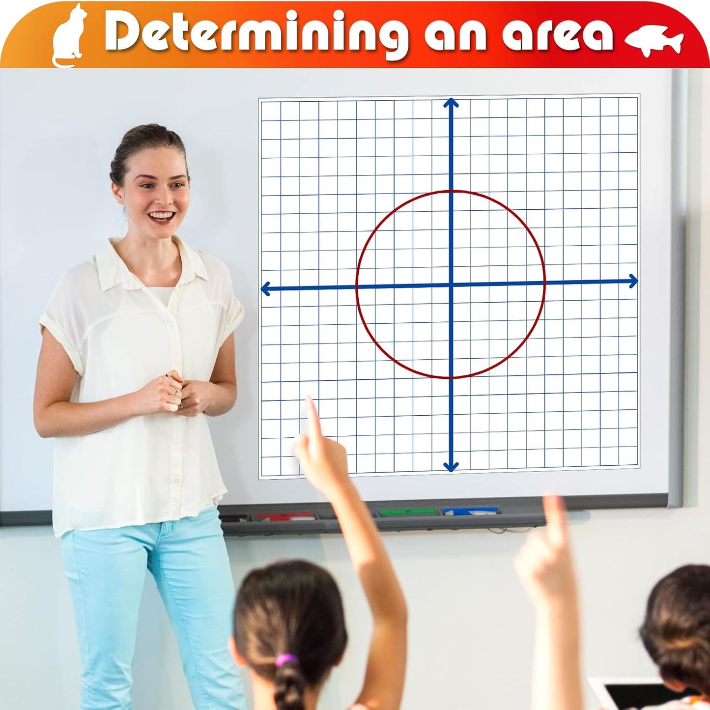 Teling 4 Pieces Jumbo Magnetic Xy Coordinate Dry Erase Grid 26 x 26 Inches, Magnet Graph Whiteboard for Classrooms, Teaching, Learning Tools
