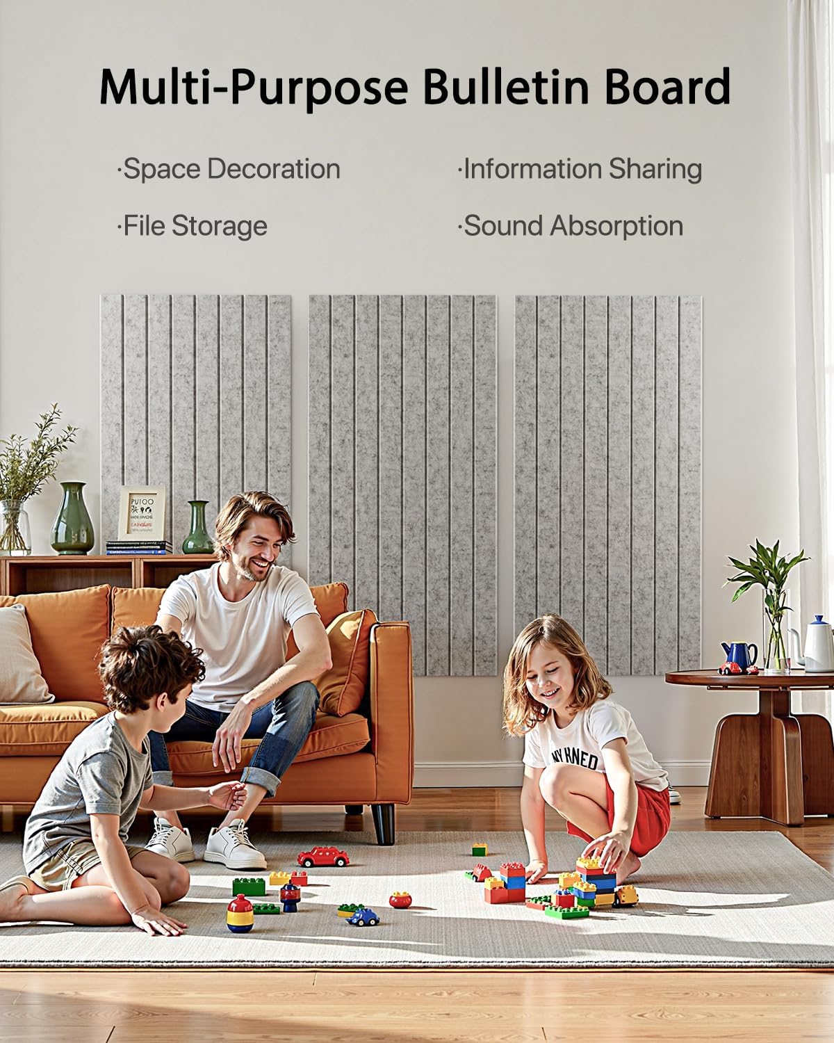 Soundsbay Large Cork Board, 71" x 47" Bulletin Board, 3 Pack Felt Wall Tiles Self-Adhesive, Pin Board for Walls Office Home Classroom Decor