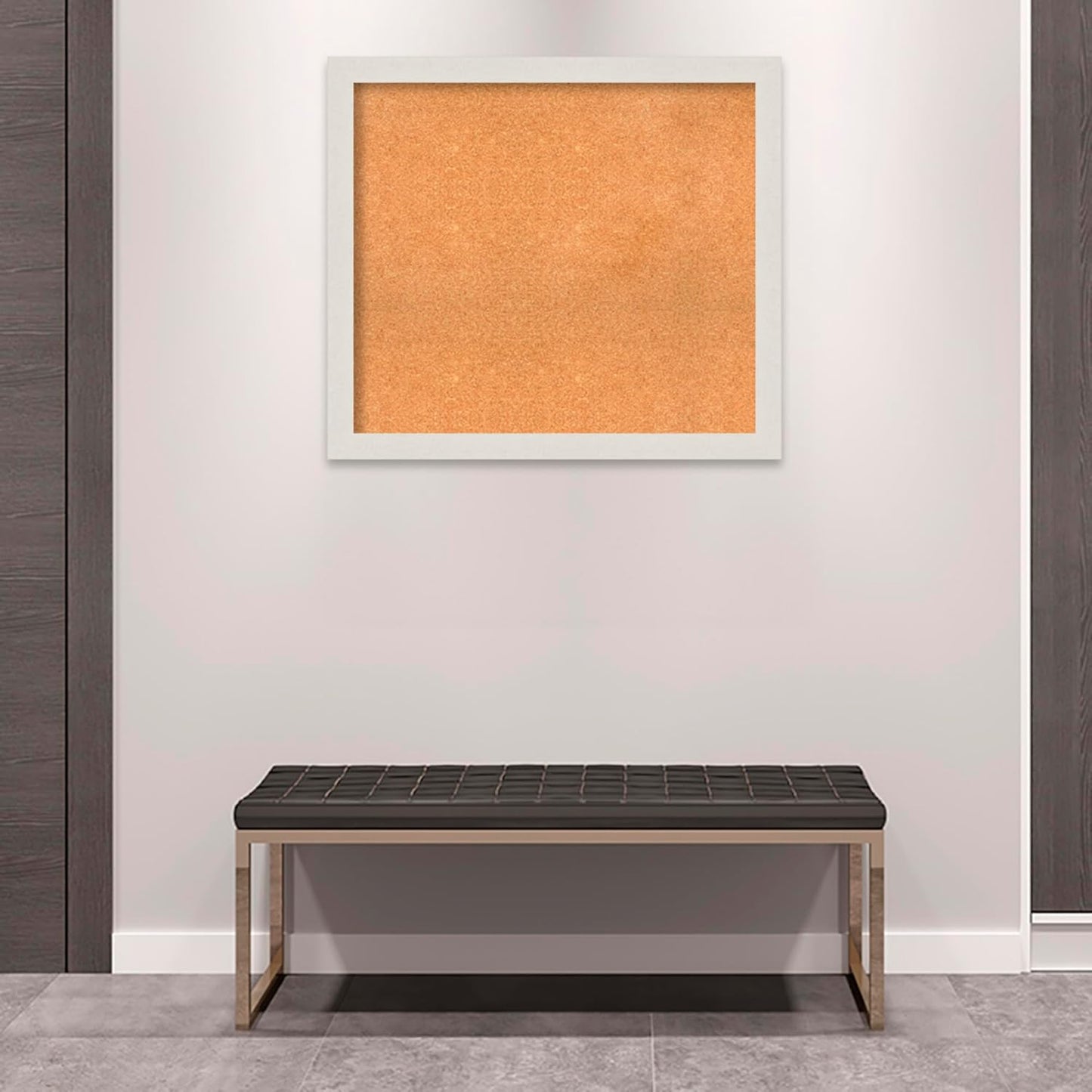 Amanti Art Natural Cork Board for Wall, 31x35 Vision Board with White Frame, Large Corkboard Office Decor for Home Organization, Country Rustic Corkboard Pinboard to Display Items for Home