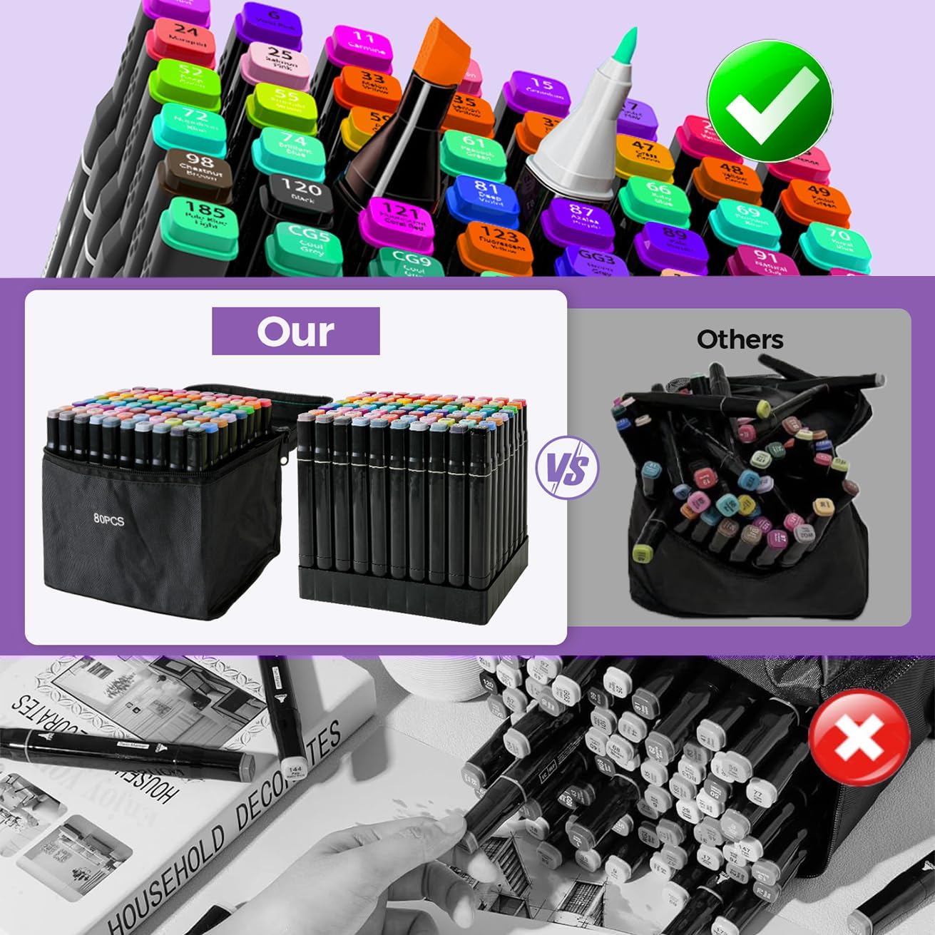 Alcohol Markers 168 Colors with Base Dual Tip Art Drawing Markers for Kids Students and Adults Comics Sketching Illustration - Refillable