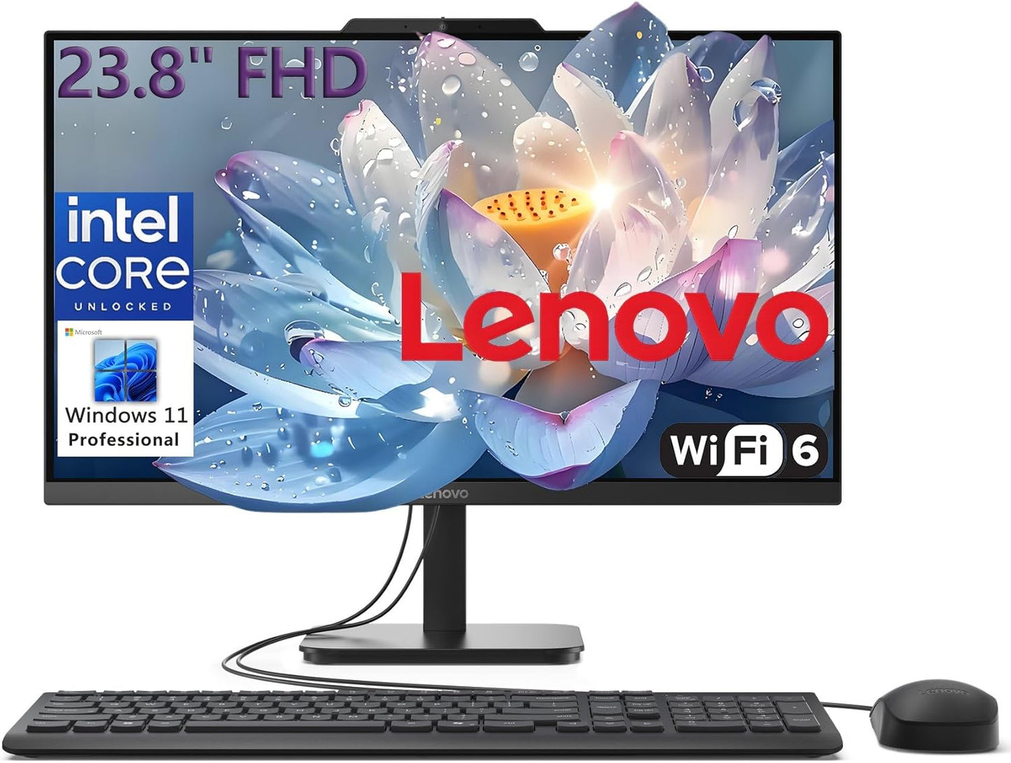 Lenovo 24 All-in-One Desktop Computer for Home Office, 32GB DDR4 RAM, 1TB PCIe SSD, Intel 4-Core Processor (Beat i3-1110G4), 23.8" FHD AIO, WiFi 6, Bluetooth, RJ-45, HDMI, Windows 11 Pro, AZ-XUT