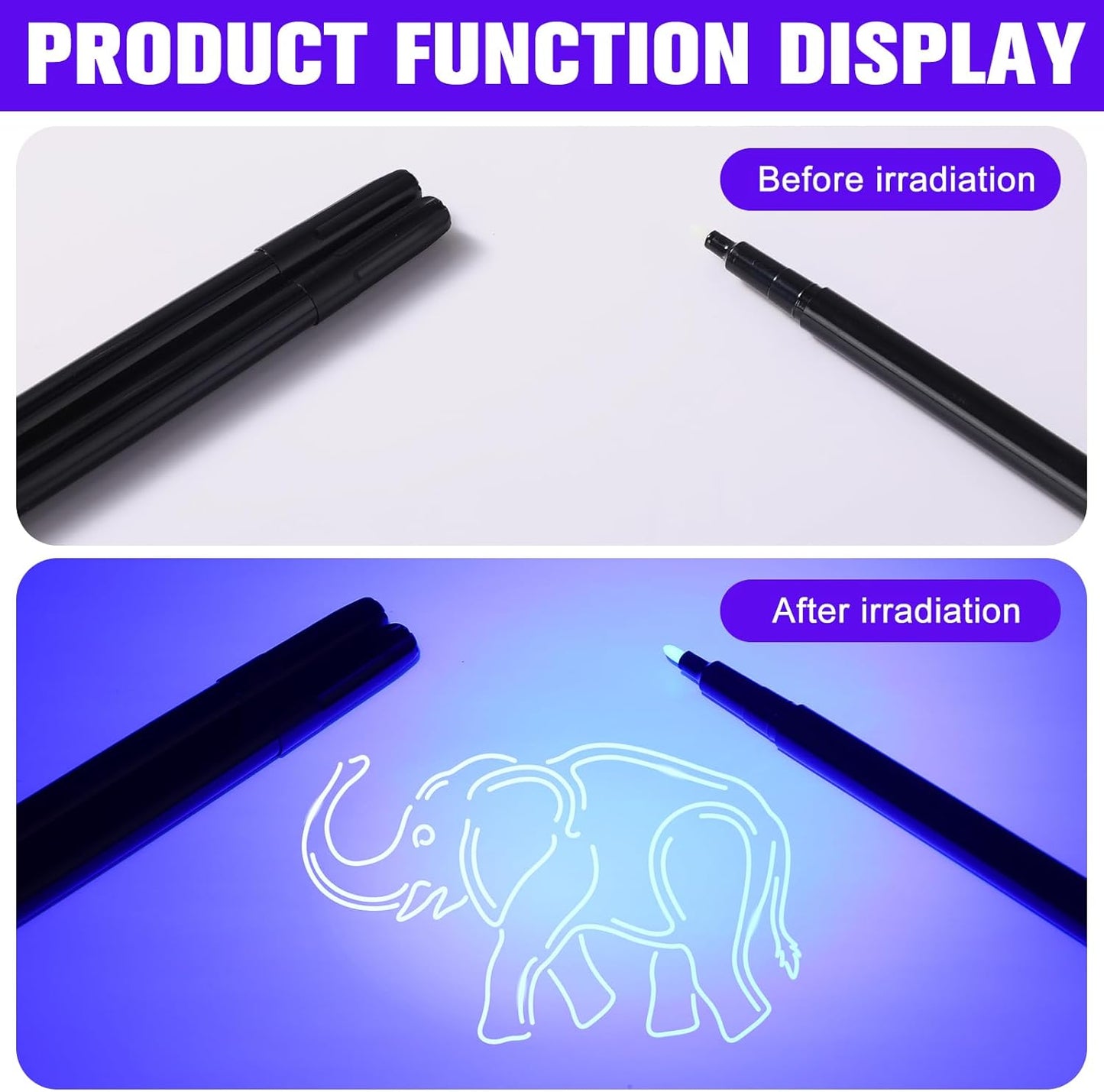 Tegeme 8 Pcs Black Light Markers Set 4 Invisible Ink Pen 4 Mini UV Flashlights Invisible Ink Marker Disappearing Pen for Class Prizes Spy Gift Party Favors(Silver and Black)