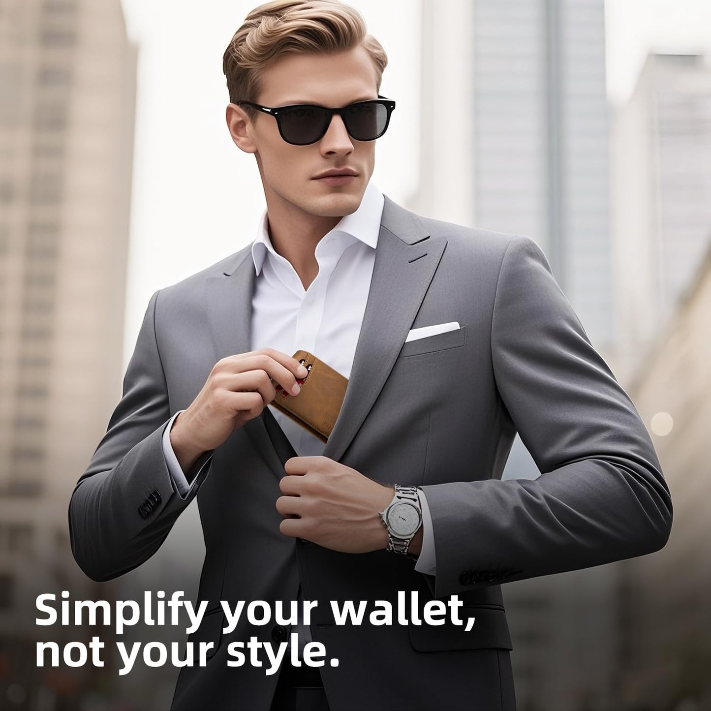 RUNBOX Wallet for Men Slim Rfid Leather 2 ID Window With Gift Box