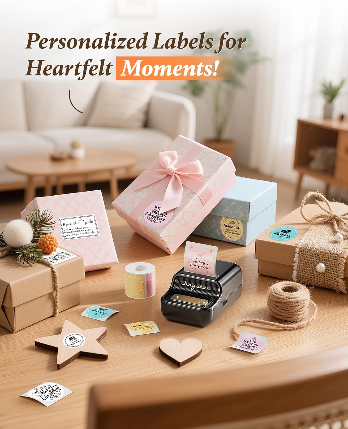 NIIMBOT B21 Label Printer,Bluetooth Thermal Label Maker,Ideal for Home Organization,Business,Ofice,50x30mm Label,230Pcs(Black)