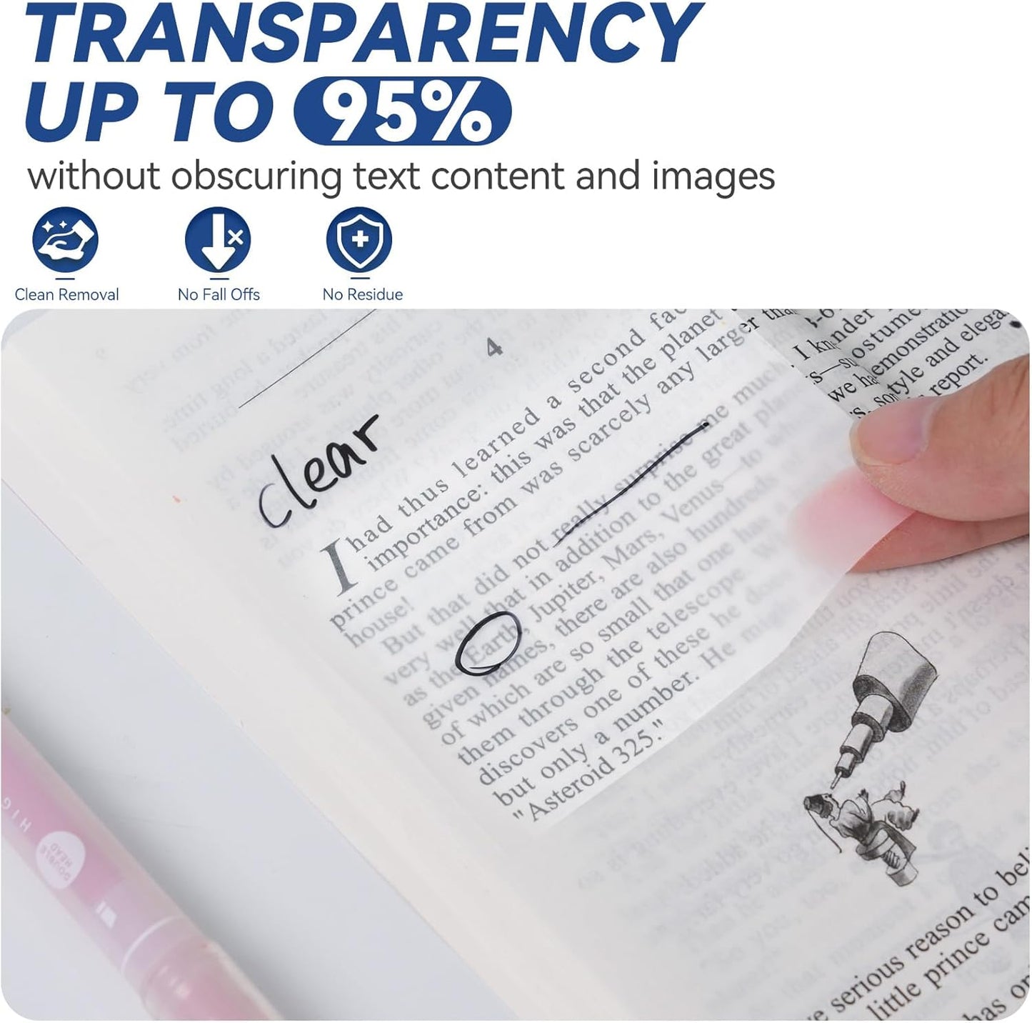 800 Sheets Transparent Sticky Notes with Index Tab, Waterproof & Crystal Clear Sticky Notes Sets, See-Through PET Sticky Note, 5X The Sticking Power Translucent Sticky Note Pad,13 Packs