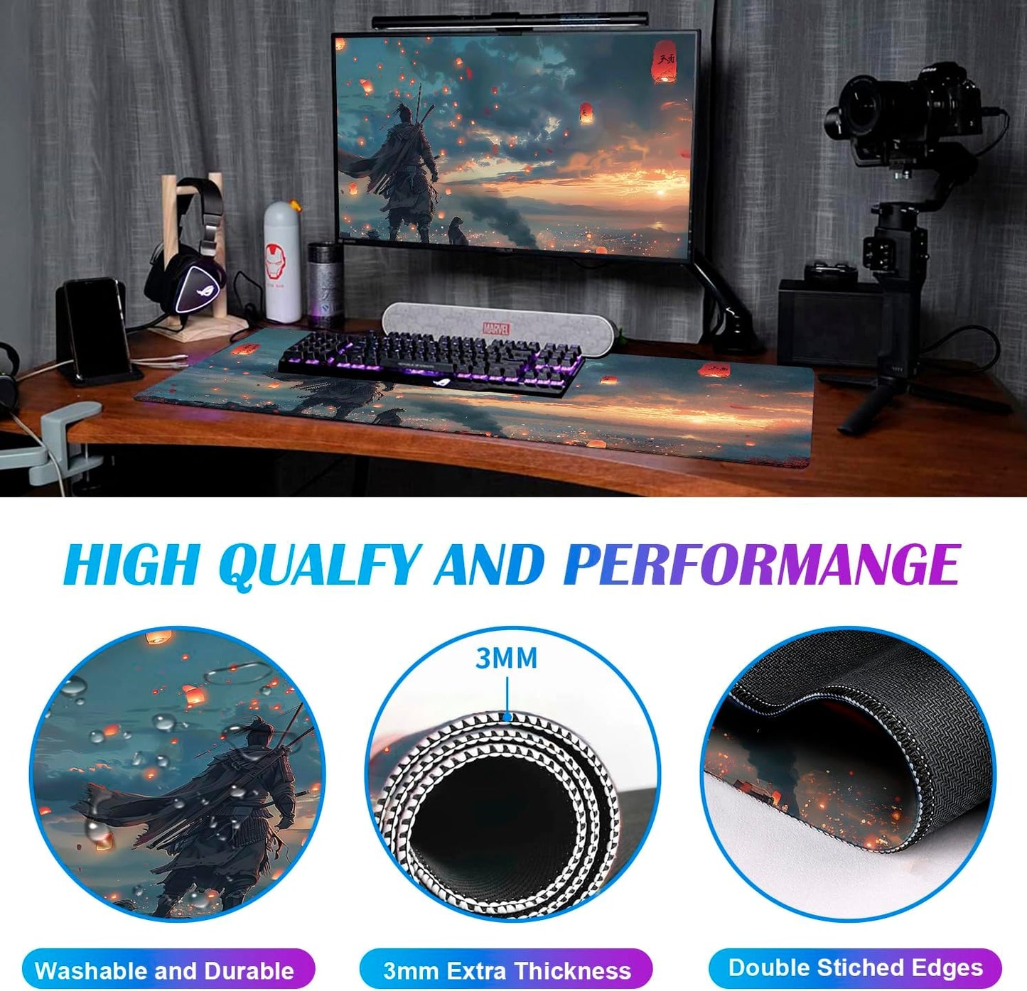 Fantasy Wuxia Extended Anime Mouse Pad, Large Gaming Mouse Pad XXL Laptop Mouse Keyboard Pad 35.4 x 15.7-Inch Office Desk Decoration