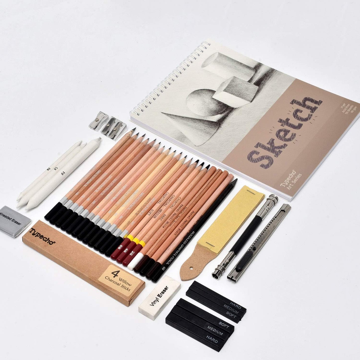 Sketching Drawing Pencil Set,41pcs Professional Charcoal Pencils Artist Kit with Sketch Book,Art Set Supplies for Teens,Kids Adults,Artists,Beginners(41pcs)