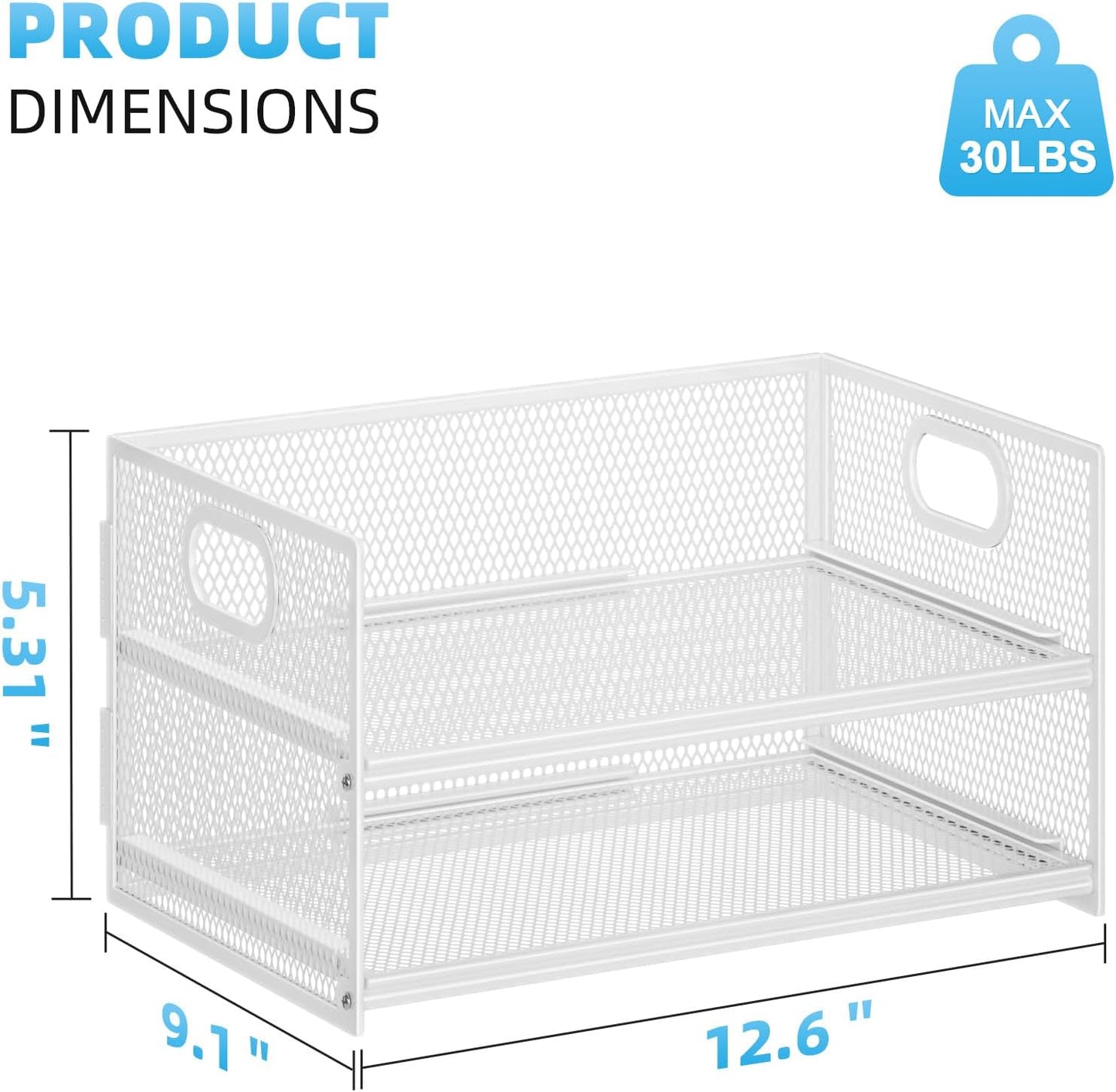Marbrasse 2 Tier Paper Organizer Letter Tray, Mesh File Organizer with Handle, Paper Sorter Desk Organizer for Home Office Supplies - White