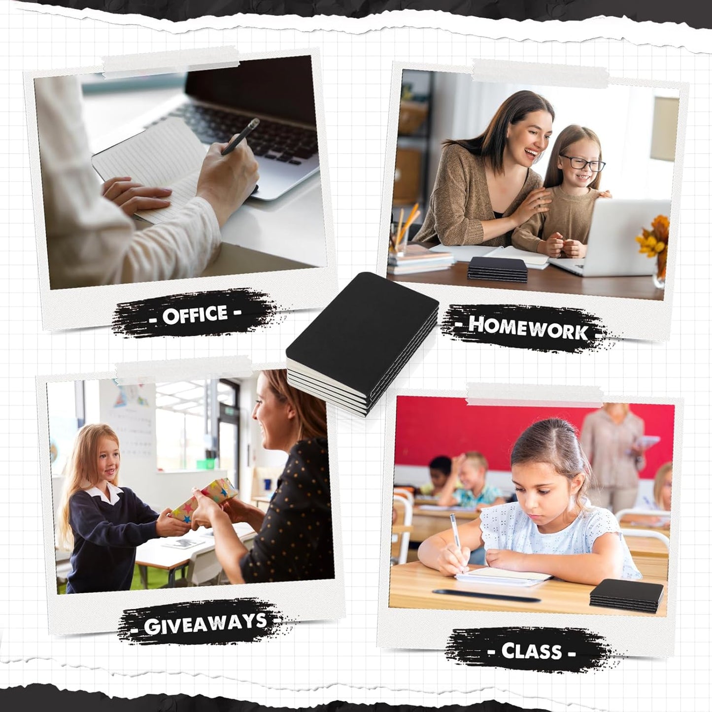 Harloon 100 Pcs Mini Notebooks Bulk Small Pocket Notepads Blank Lined Wallet Memos Journals for Students Employee Traveler Classroom Office Supplies, 4 x 2.5 Inches(Black)