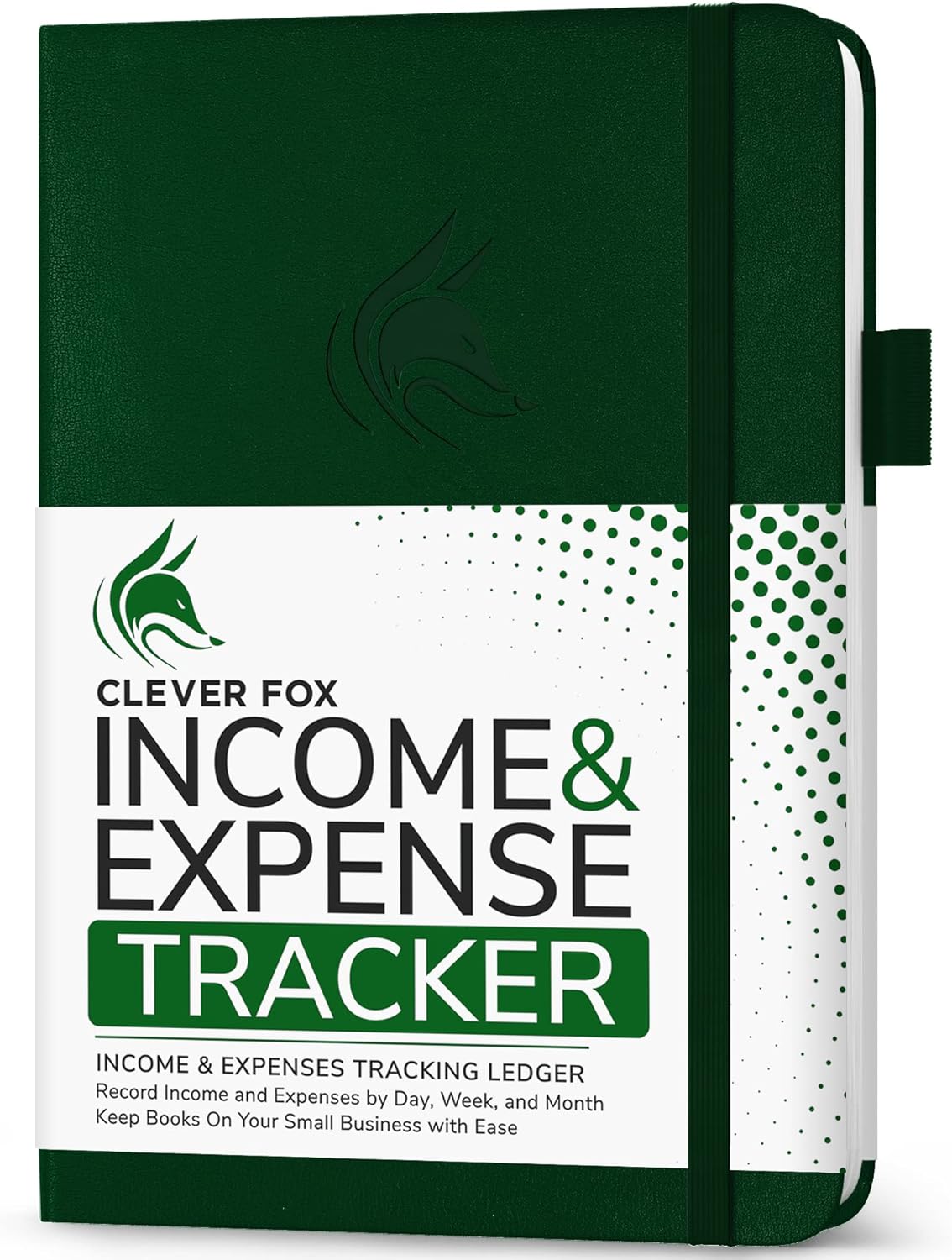 Clever Fox Income & Expense Tracker – Accounting & Bookkeeping Ledger Book for Small Business – 1-Year Record Notebook, A5 (Dark Green)