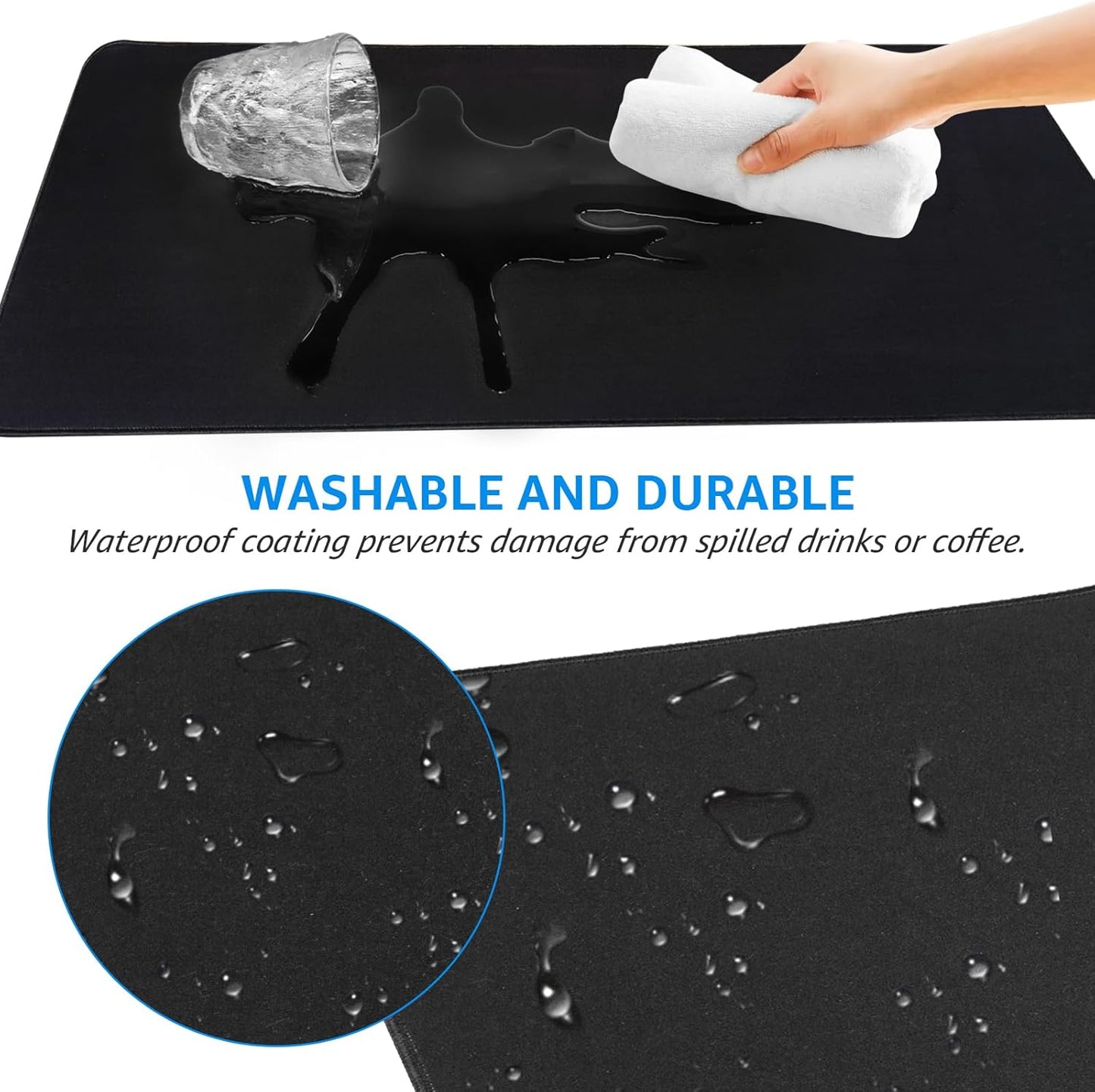 Non-Slip and Waterproof Gaming Mouse Pad, Extended XXL Desk Mat, Medieval Knight Design, Navy Blue and Beige, 31.5 x 15.7 inches, Lightweight