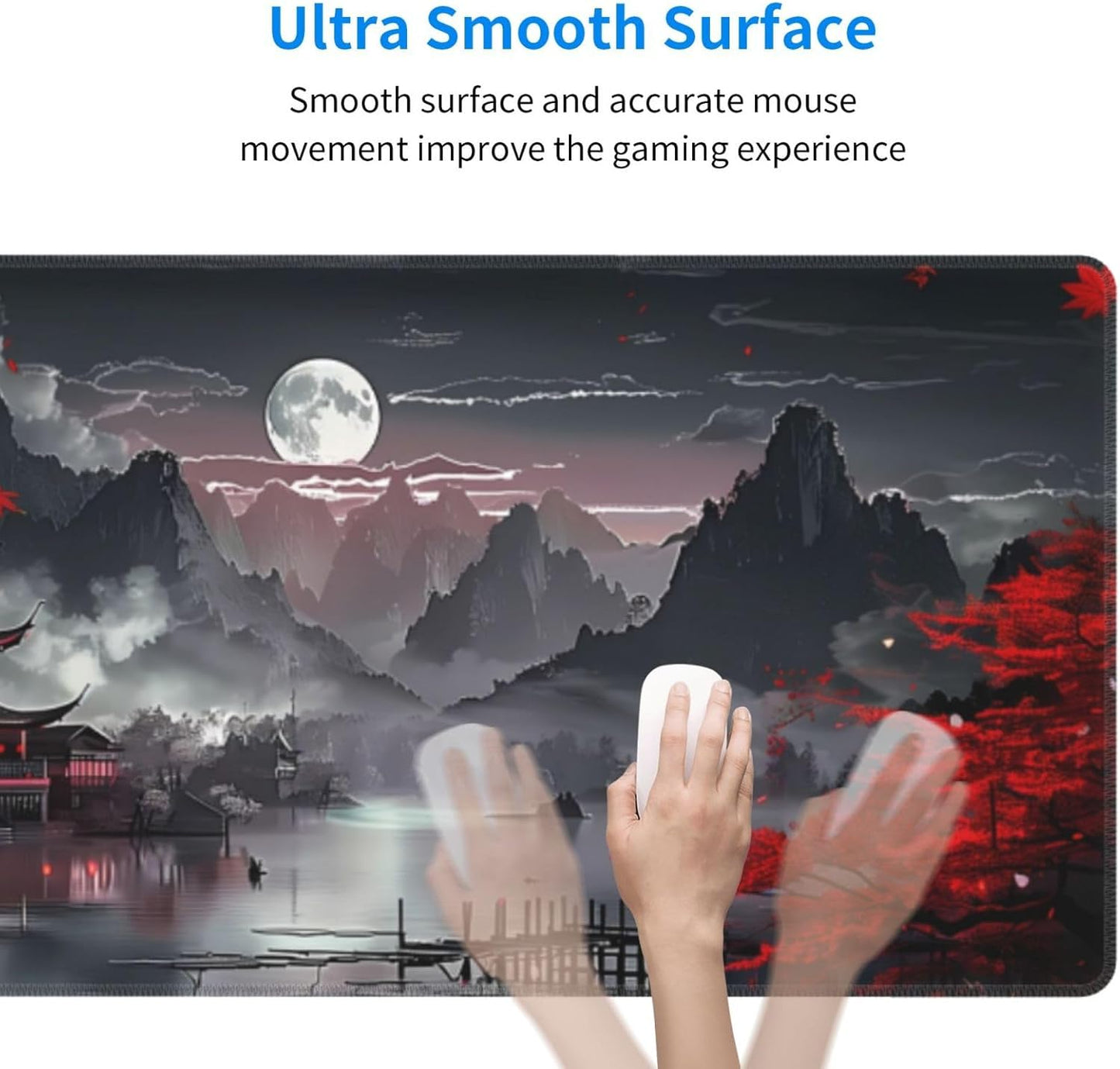 Extended Gaming Mouse Pad, Large Gaming Mouse Waterproof with Stitched Edges, Non-Slip Desktop Pad for Home and Office, Level Up Your 31.5x11.8 Inch… (Japanese Style)