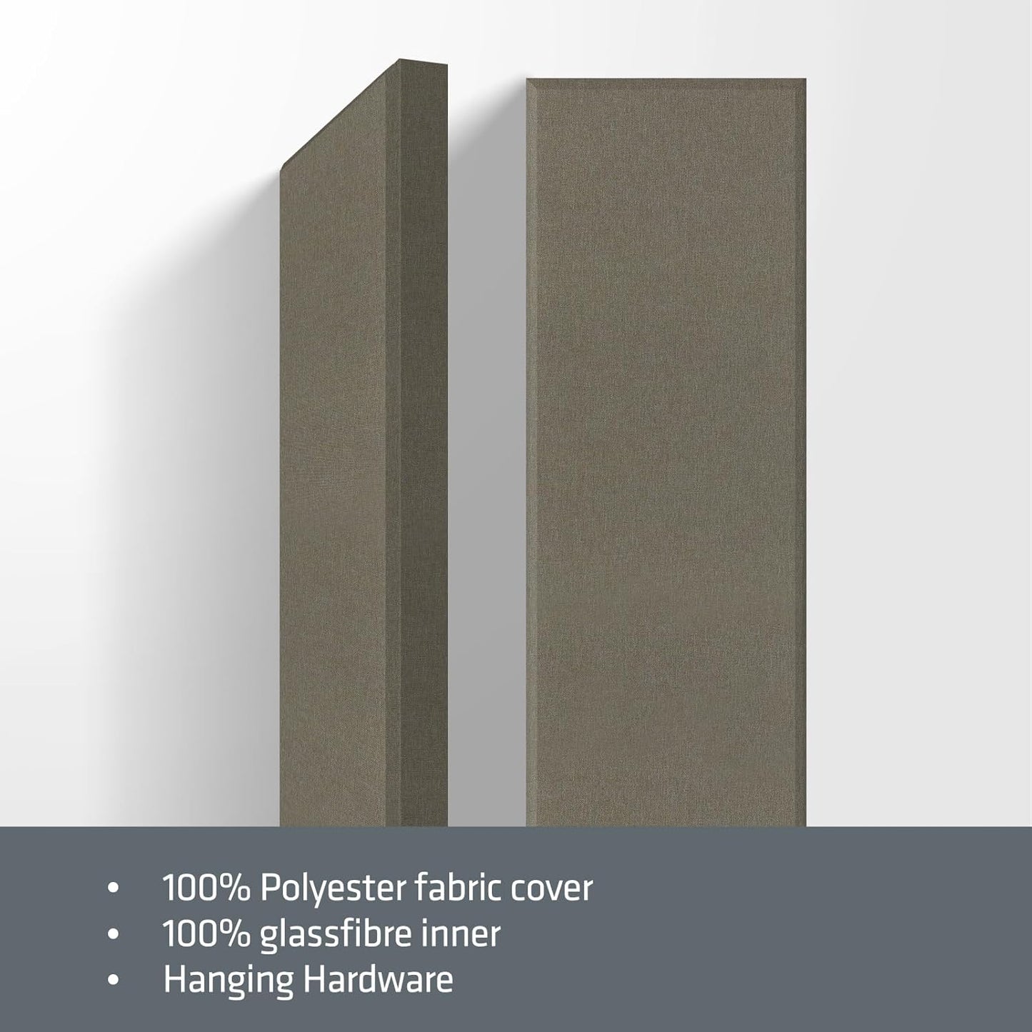 2” Thick Acoustic Panels with Hanging Brackets to the Wall, 2 PCS 47.2” x 11.8” Fiberglass Sound Absorbing Panels for Home Theater Church Office Wall or Ceiling, Light Brown