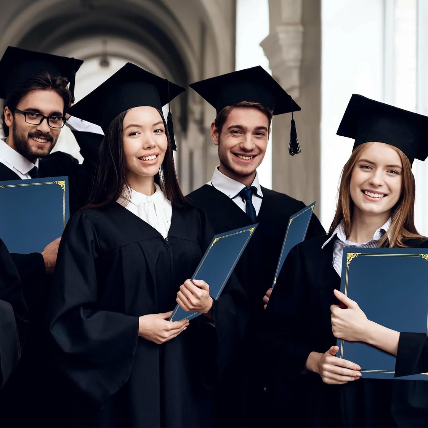 60-Pack Navy Blue Certificate Holders with Gold Foil Border, Diploma Covers for Letter Size 8.5x11 Certificates, Awards, Graduation, and Document Papers,Cardstock