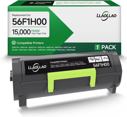 LLAOLLAO 56F1H00 Toner Replacement for Lexmark 56F1H00 Black Toner Cartridge High Yield for MS321 MS521 MS421 MS621 MS622 MX321 MX421 MX521 MX522 MX622 Laser Printer (15000 Pages)