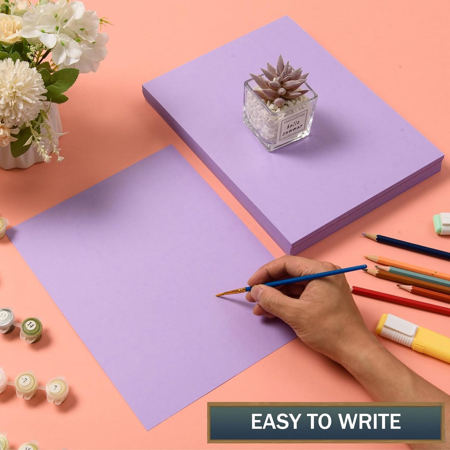 MixTeach 100 Sheets A4 Purple Cardstock 8.5 x 11 Inch Thick Cardstock Paper 250gsm/92lb Double Sided Purple Card Stock Printer Paper for Cards Making, Crafts, Scrapbook, Invitations, Drawing, Printing