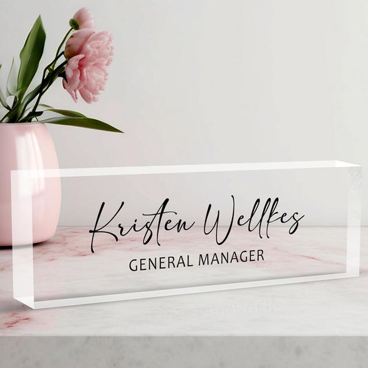 Desk Name Plate Personalized Acrylic Name Plate for Desk, Office Desk Decor for Women & Men, Custom Gifts for Boss, Manager, Teacher, Nurse, Doctor, Lawyer, Employee Appreciation Gifts