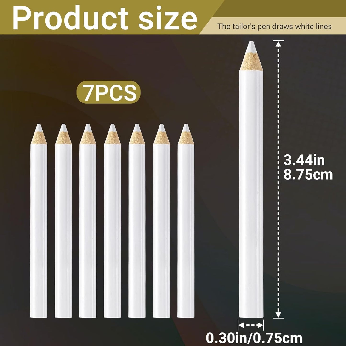 7PCS Fabric Pencils for Sewing, White Water Soluble Sewing Fabrics Maker, Tailors Chalk for Cloth Wipe Quilting, Fabric Pencil for Dressmakers DIY Crafts (8.75 cm)