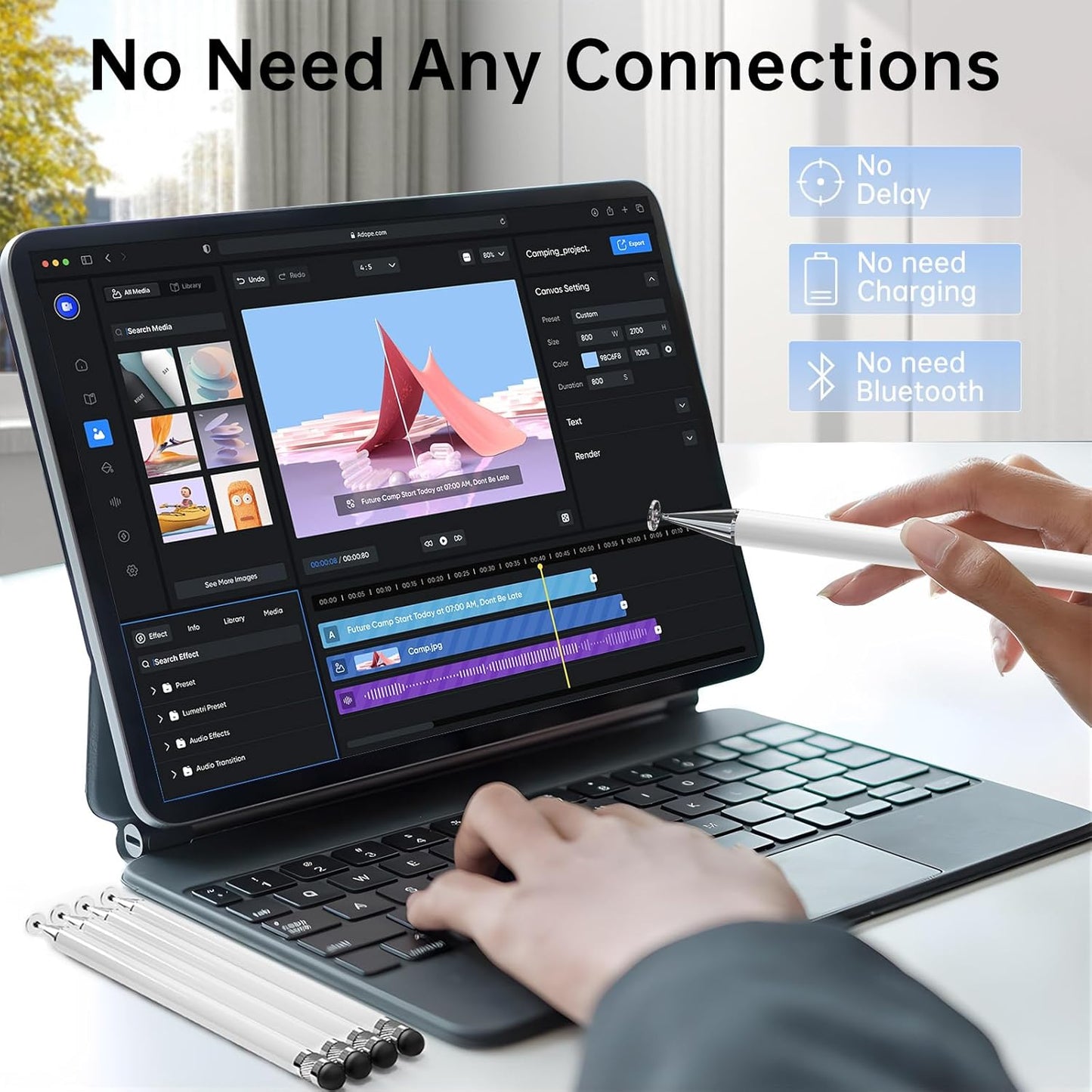 Bopomofo Stylus (5 Pcs), 2-in-1 Stylus Pen for Touchscreen, High Precision and Sensitivity, Suitable for iPhone/ipad/Android Tablets, Compatible with Touch Screens,White