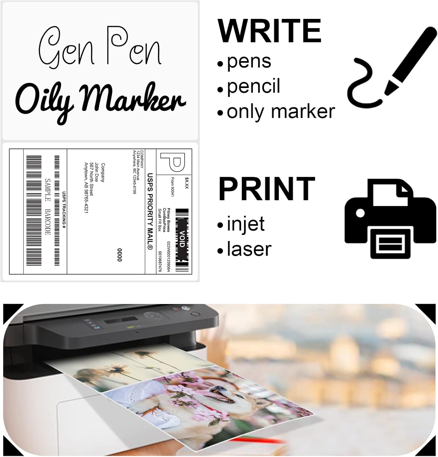 8.5 x 5.5 Half Sheet Shipping Labels for Laser and Inkjet Printers, 2 Per Page Self Adhesive Mailing Labels, White Blank Labels [150 Sheet 300 Labels]