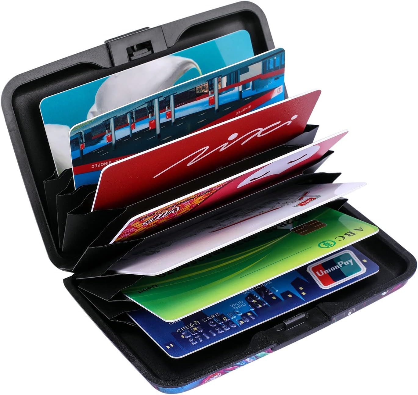 ELFISH Mini RFID Aluminum Wallet Credit Cards Holder Business Card Case Metal ID Case for Men Women (Gorgeous flower)