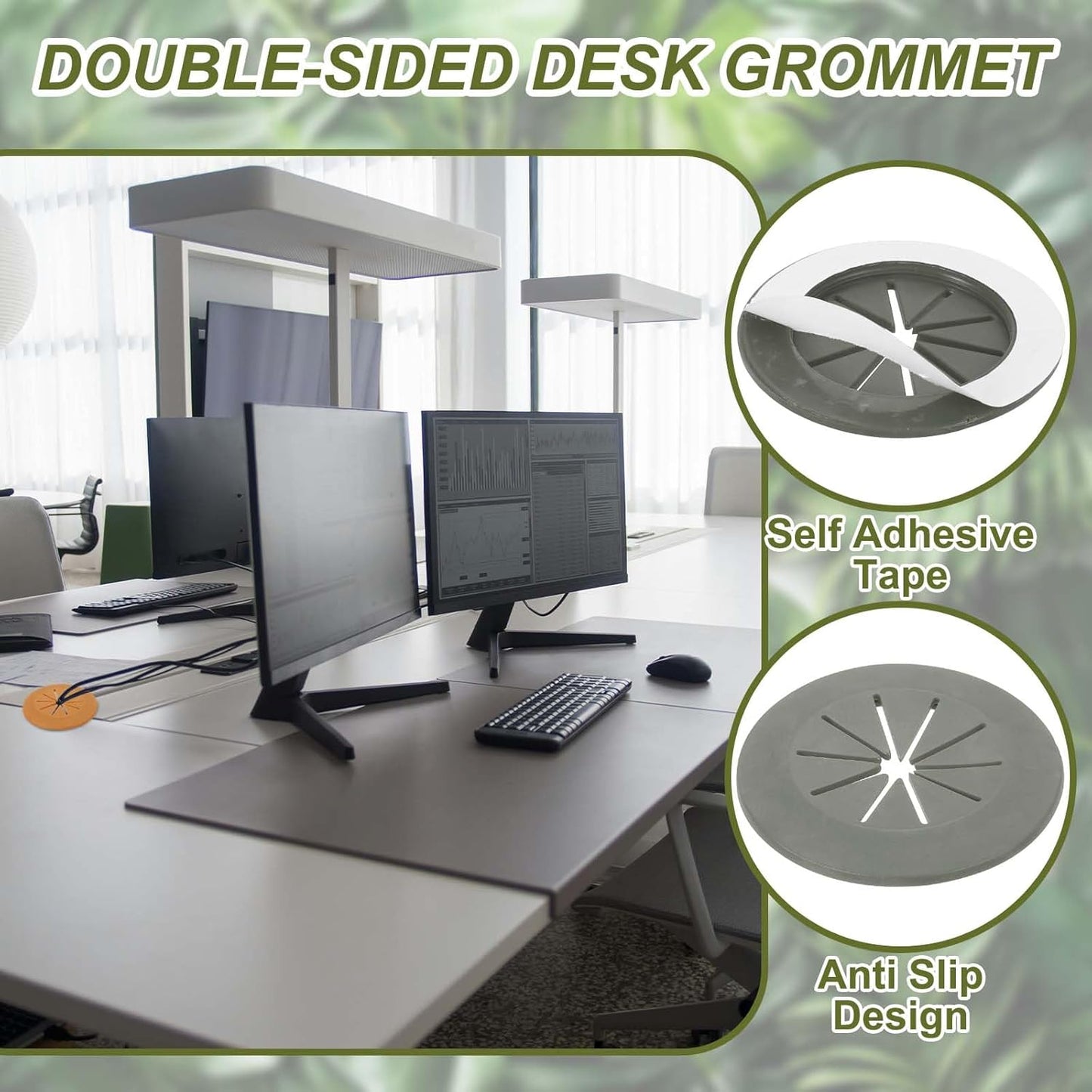 PATIKIL Desk Grommet 1-9/16", 8 Pcs Round Cable Grommet Cord Hole Cover with Adhesive Tape Flexible Table Wire Organizer for Office Home Table Countertop, Gray