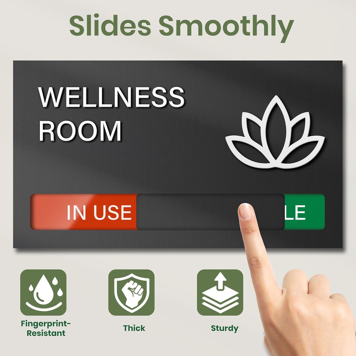 Wellness Room Sign, Do Not Disturb Office Door Signs, Available In Use Sign, Privacy Sliding Door Signs Tell Whether Wellness Room Vacant or Occupied