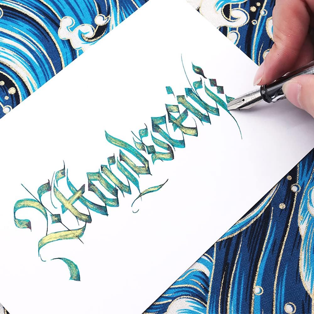 Lanxivi Calligraphy Fountain Pen Set, 6 Assorted Tip Sizes and Color for Art Drawing and Writing Signature