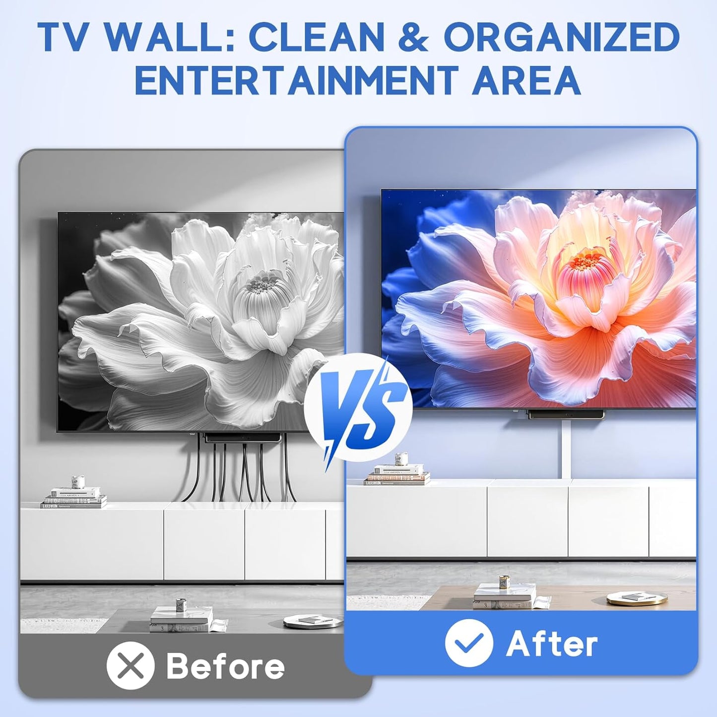 315in Cord Hider Kit, Paintable Cable Raceway, Cord Covers for Wires on Wall, Cord Hider for Wall Mount tv, tv Cable Hider Wall kit, Wire Covers for Cords, W0.59in X H0.4in, White