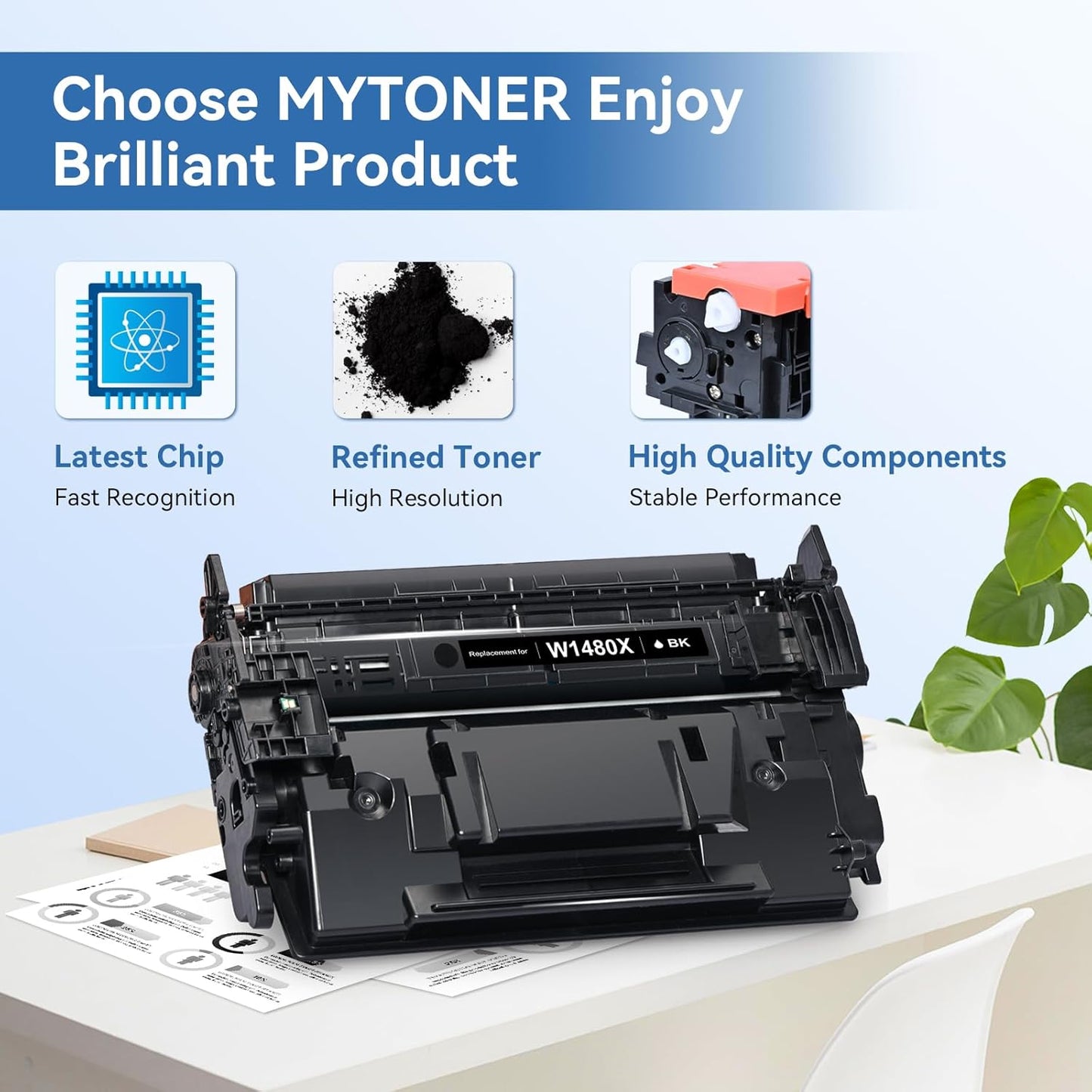 148X Black High Yield Toner Cartridge (with Chip) Compatible Replacement for HP 148X W1480X 148A W1480A Black Toner for Pro MFP 4101fdw 4101fdn Pro 4001dw 4001dn 4001n Printer (1 Pack)