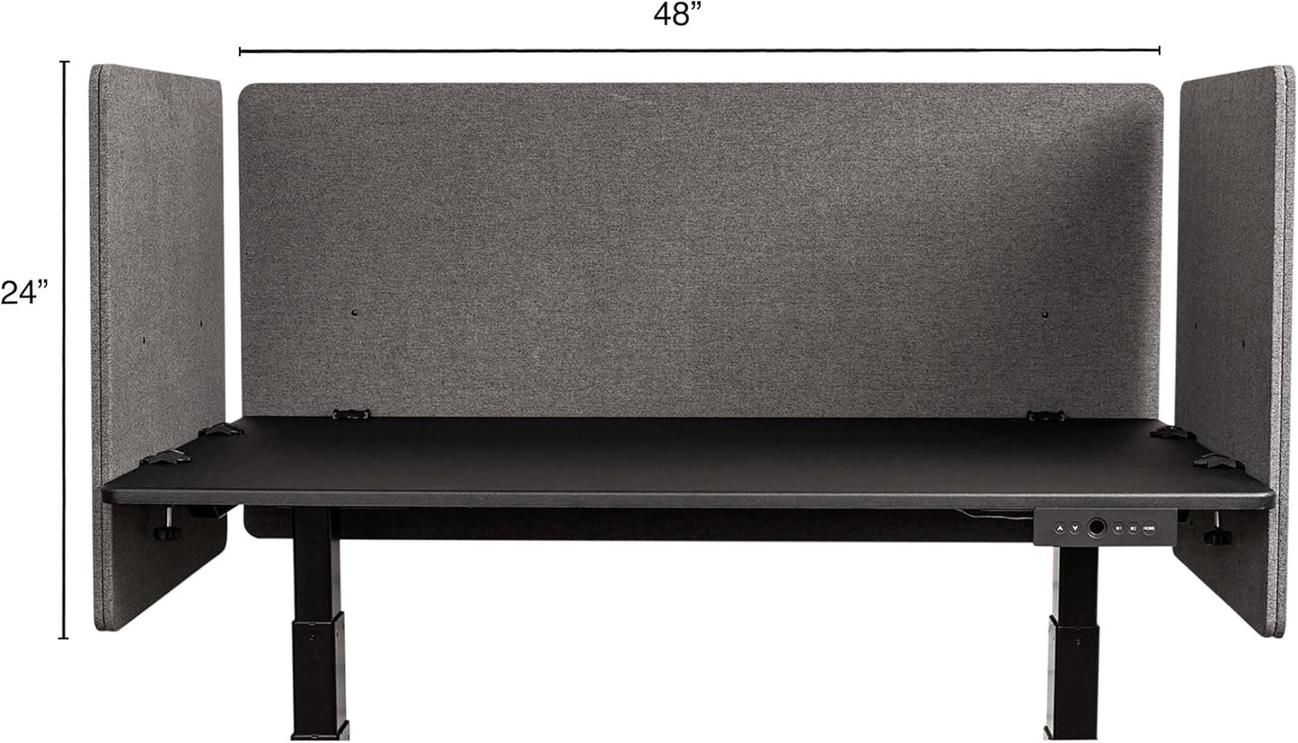Stand Up Desk Store ReFocus Clamp-on Acoustic Desk Divider Privacy Panel That Reduces Noise and Visual Distractions (Ash Gray, 47.25" x 23.6", 23.6" x 23.6", & 23.6" x 23.6")