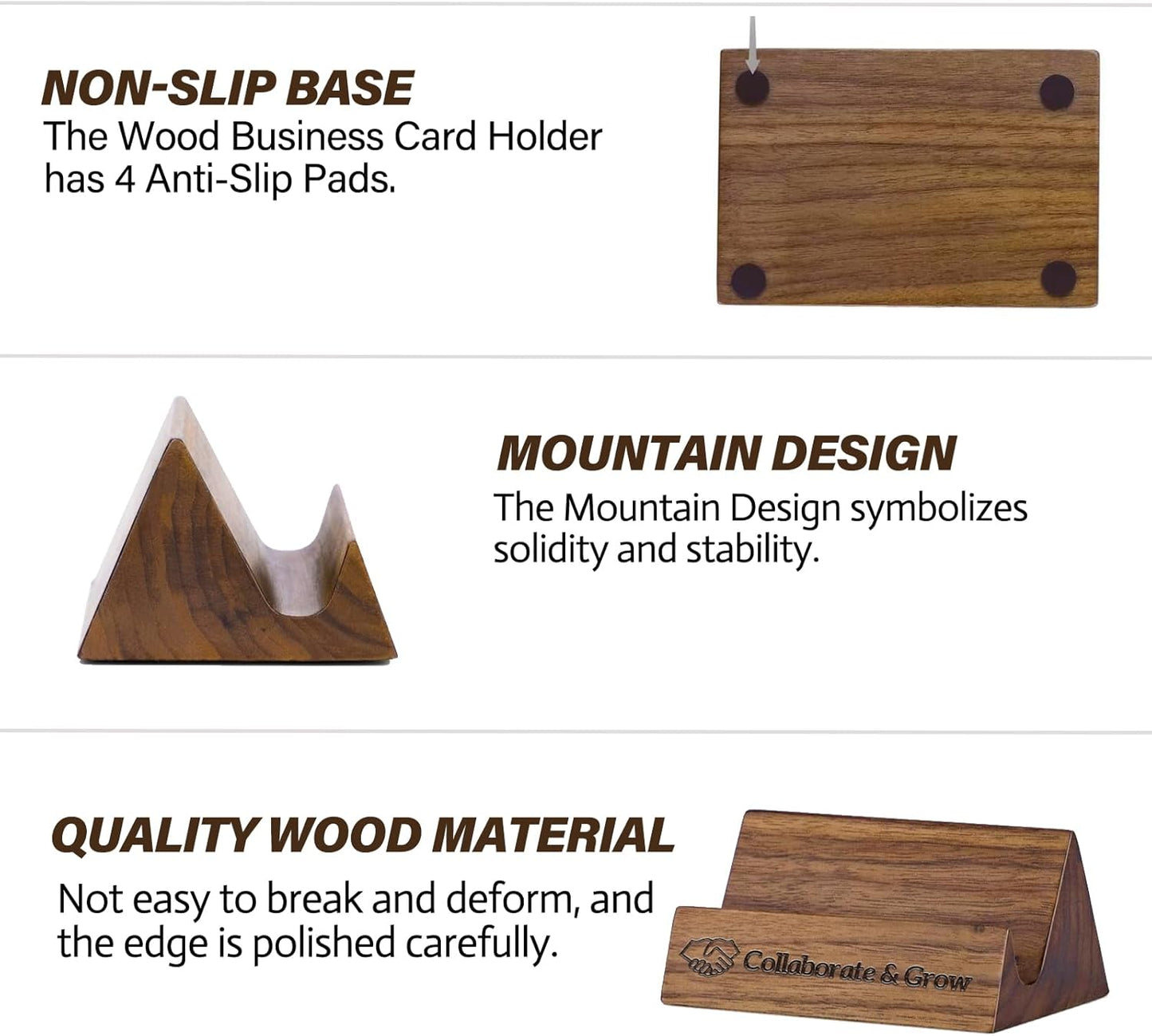 Custom Business Card Holder Desk-Personalized Engraved Wooden Business Card Case Holder, Customized Name Logo Business Card Display Gifts for Men Women (Walnut-Whole)