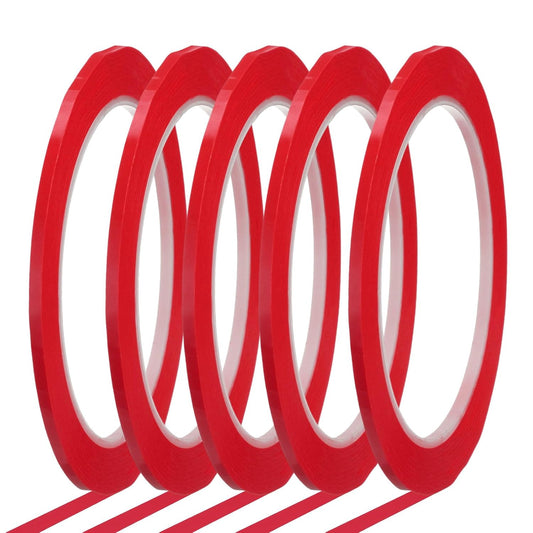 MECCANIXITY Whiteboard Tape 1/8" x 72 Yard Pinstripe Graphic Chart Line Grid Marking Tapes for Classroom Office Dry Erase Board Art, Red, Pack of 5