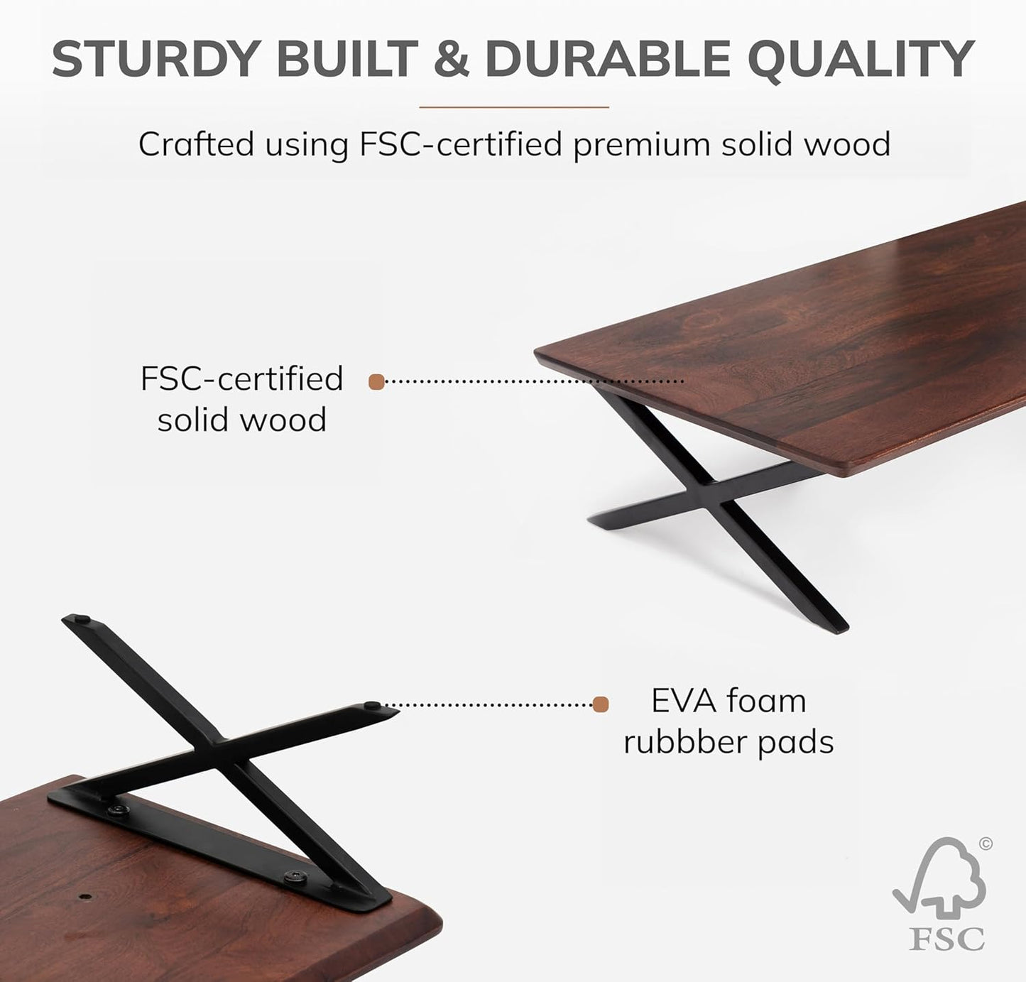 Anji Mountain Monitor Stand - Desktop Organizer & Laptop Riser, Ergonomic Monitor Riser, Space-Saving Monitor Stand for Desk, Durable Construction, Easy Assembly, Ideal for Home & Office,Walnut