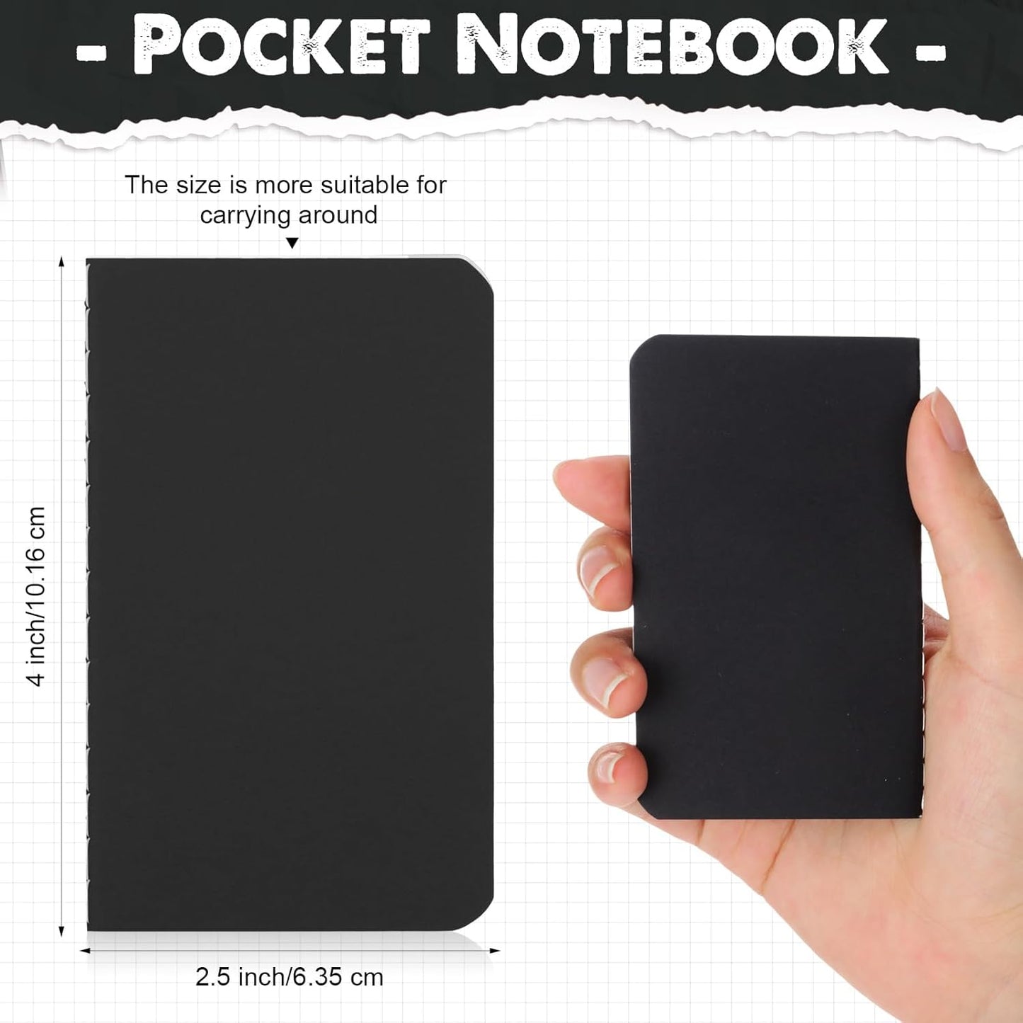 Harloon 100 Pcs Mini Notebooks Bulk Small Pocket Notepads Blank Lined Wallet Memos Journals for Students Employee Traveler Classroom Office Supplies, 4 x 2.5 Inches(Black)