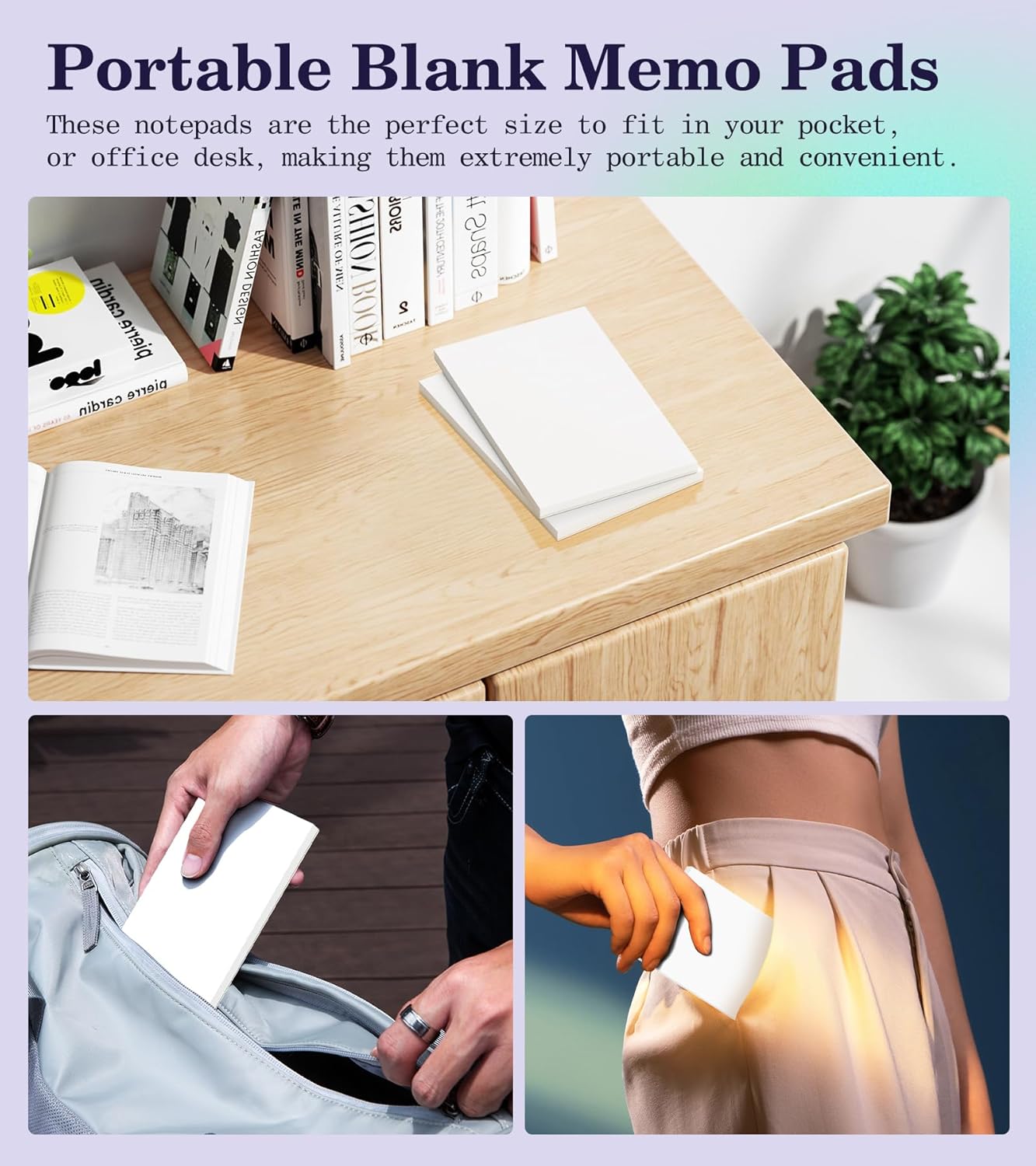 Notepads 3x5, 6 Pack Small Note Pads, Server Note Pads, Scratch Pads 3x5, Memo Pads White Paper, 50 Sheets per Blank Note pads 3x5, Small Writing Pads Pocket Notepads for Office School Home Supplies