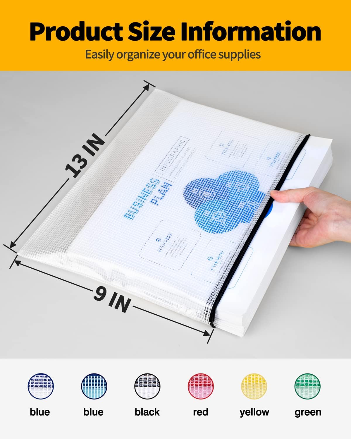 SUNEE Mesh Zipper Pouch 9x13 in (Black, 24 Packs),Extra Large Water-Resistant Zip Bag for School Office Supplies, Puzzles & Games Organizing Storage