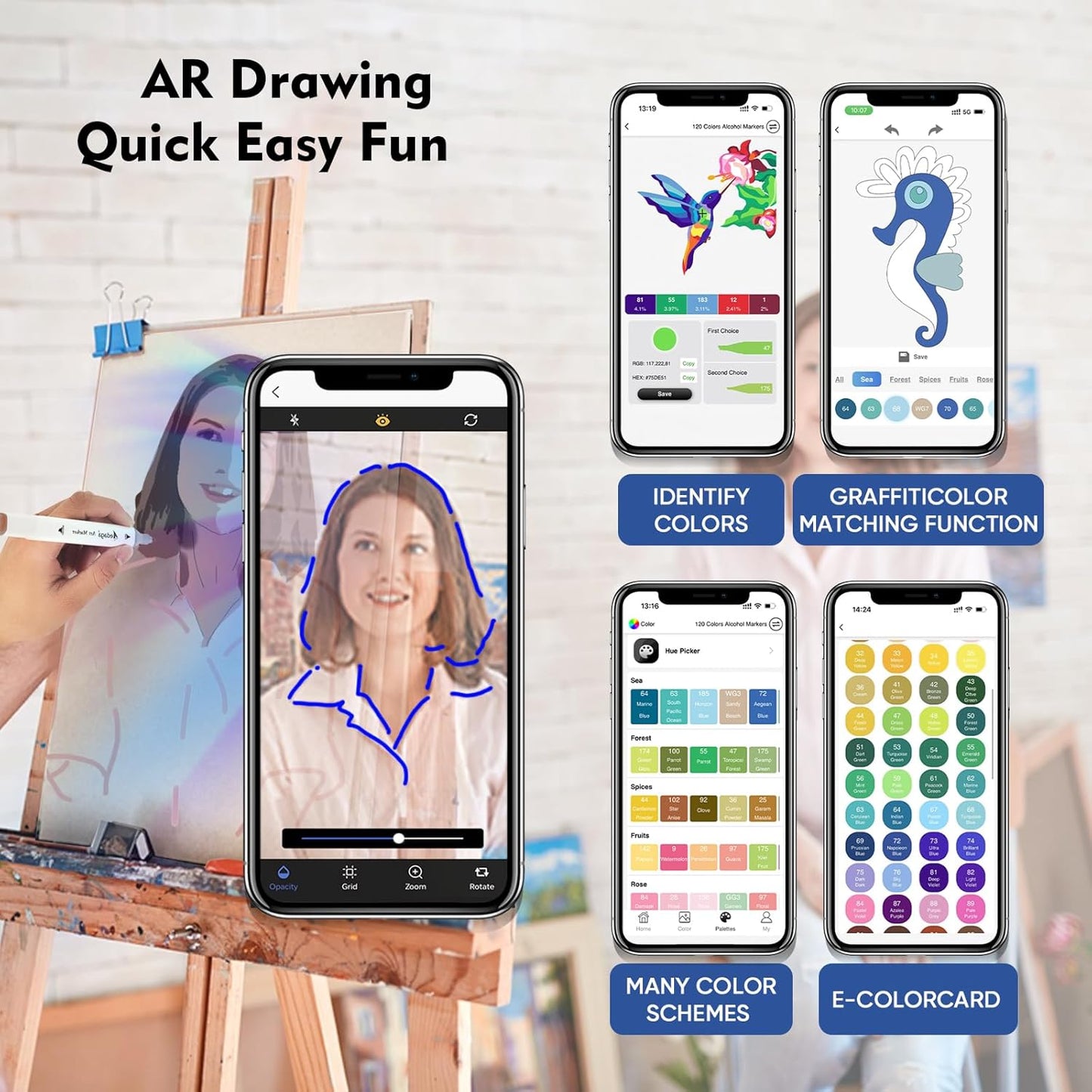 YHC 280 Color Alcohol Markers for Artists, Free APP for Coloring, Dual Tips Alcohol-Based Markers for Drawing,Painting and Sketching, Great Gift Idea for Kids and Adults.