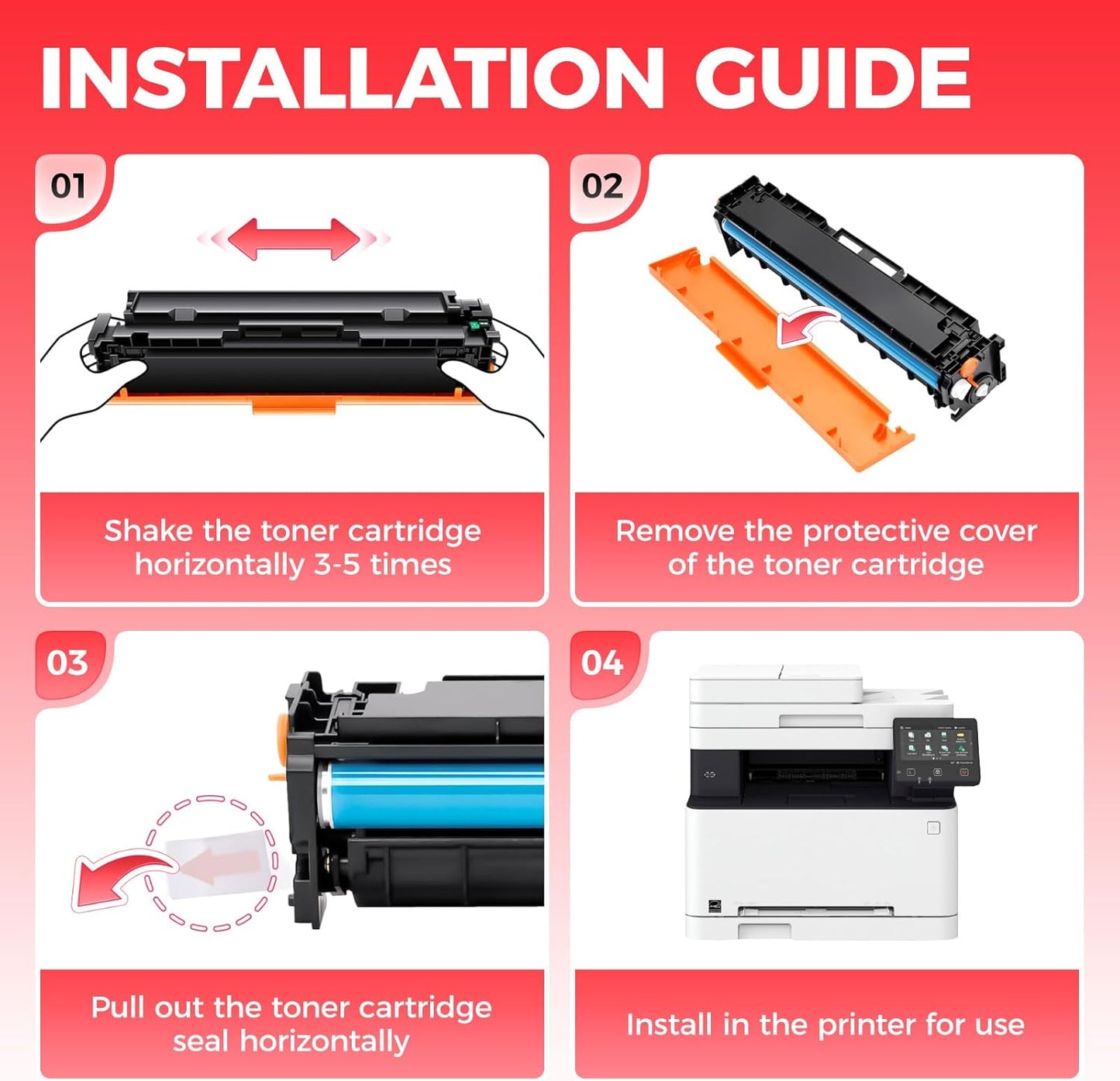 045 Toner Cartridge Set 4-Pack Replacement for Canon 045 CRG-045 045H Toner Compatible with Canon Color imageCLASS MF634Cdw MF632Cdw LBP612Cdw Printer Ink MF634 MF632 LBP612 Black Cyan Yellow Magenta