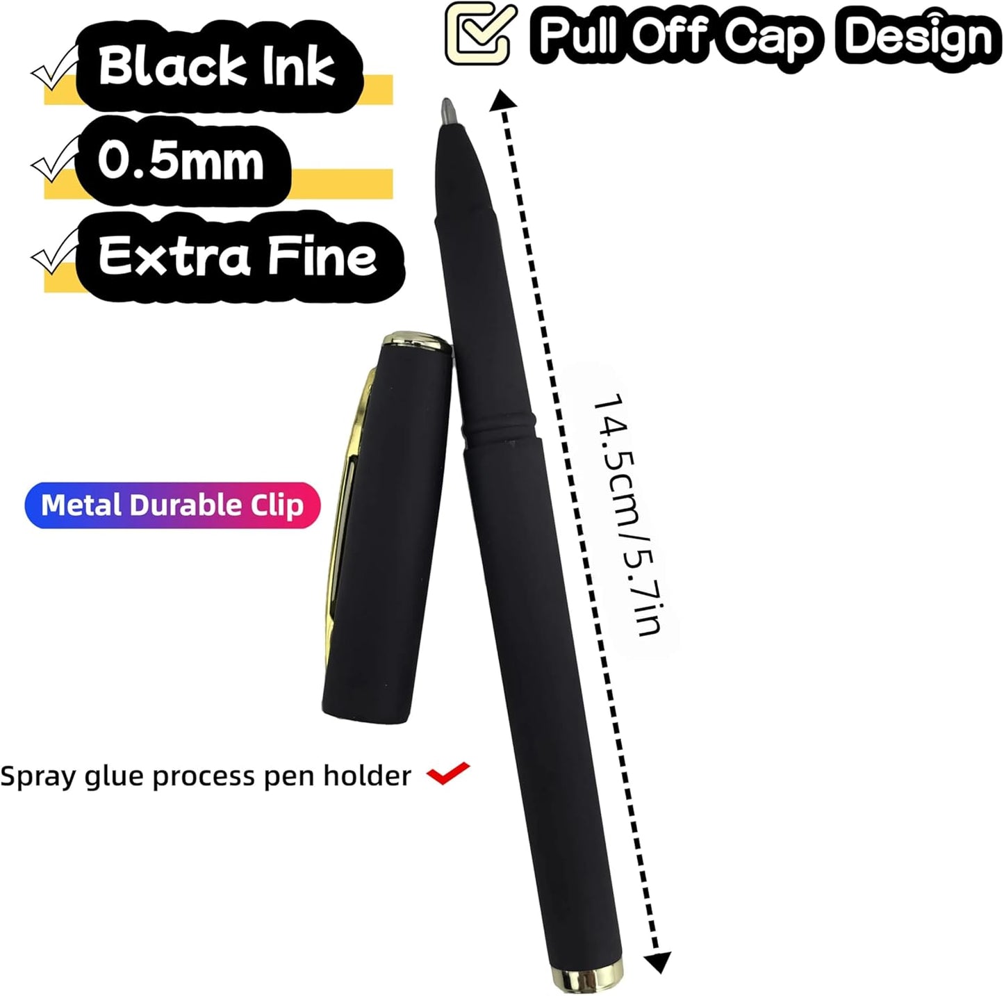 Fengtaiyuan Gel Ink Roller Ball Pens, Black Ink, Extra Fine 0.5mm, Comfortable Grip, Easy Hold, Writting Pens, Smooth, 18 Count (Black-0.5mm-P18SS)