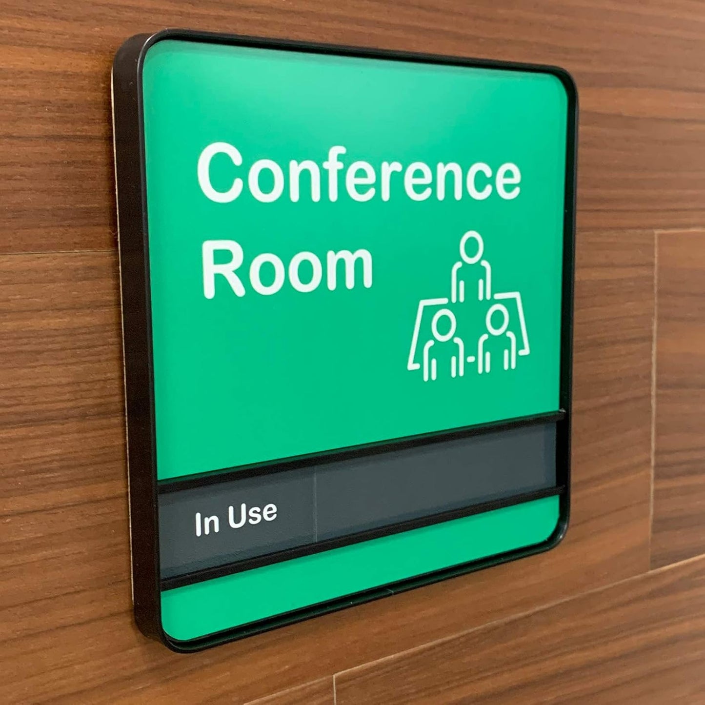 NapTags Conference Room Slider Signs (Bright Green - Black Frame, 6" x 6")