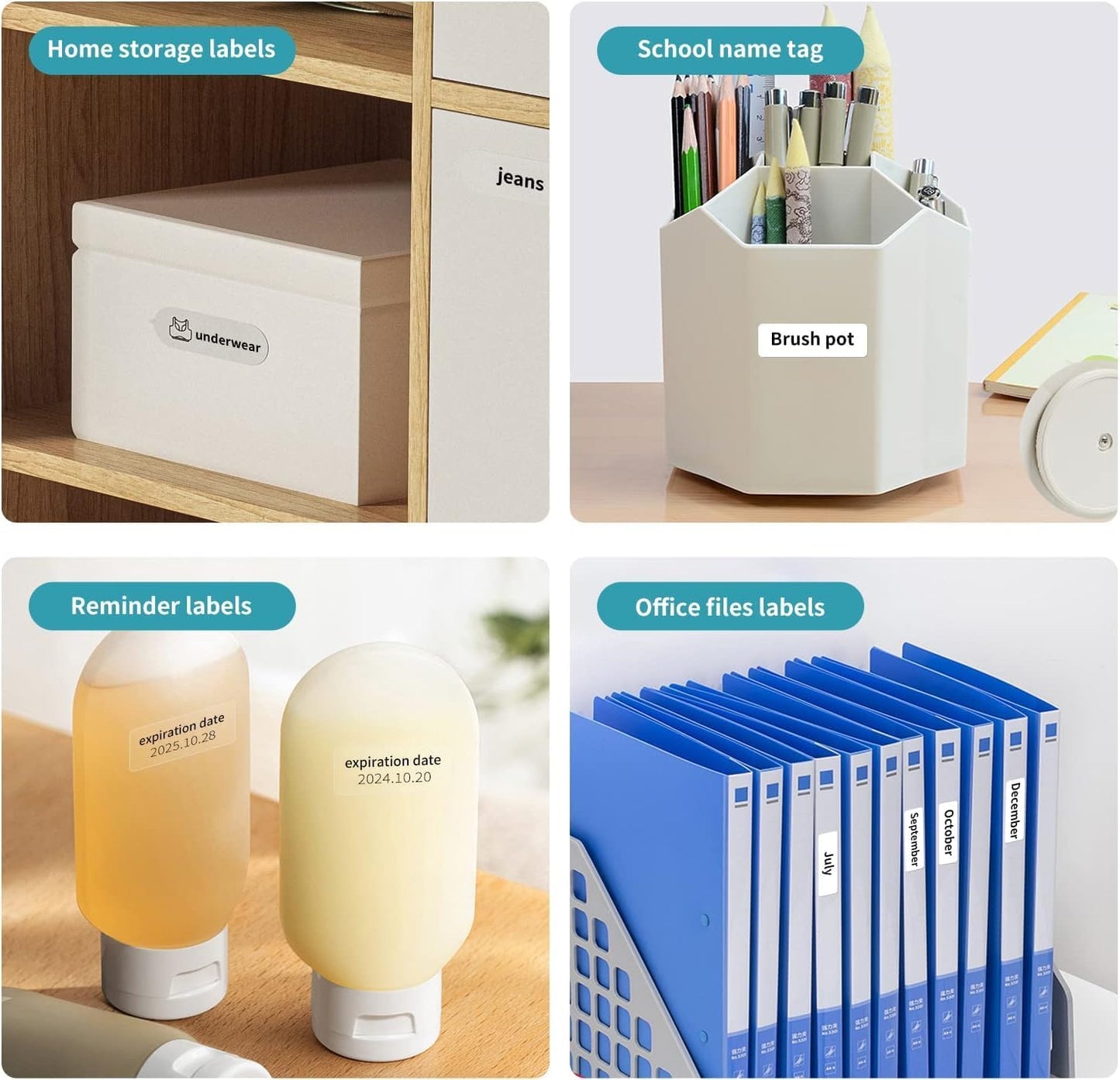 DEEPIN Label Maker Machine Portable Bluetooth Label Maker with Tape, Thermal Label Printer Multiple Templates for Phone, Mini Label Sticker Printer for Business Office Organization (White)