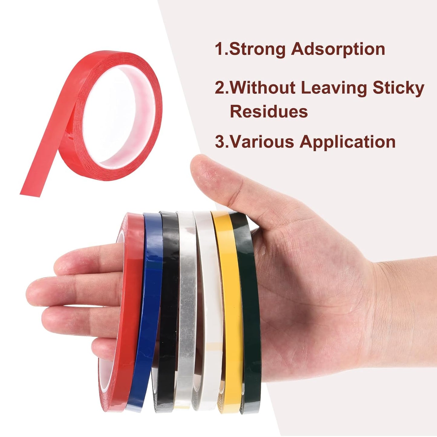 MECCANIXITY 6 Rolls Whiteboard Tape Graphic Chart Tape 20mm 54.7 Yard Art Tape Thin Self-Adhesive Pinstripe Tape Masking Tape for Gift Wrapping Craft Supplies, Red