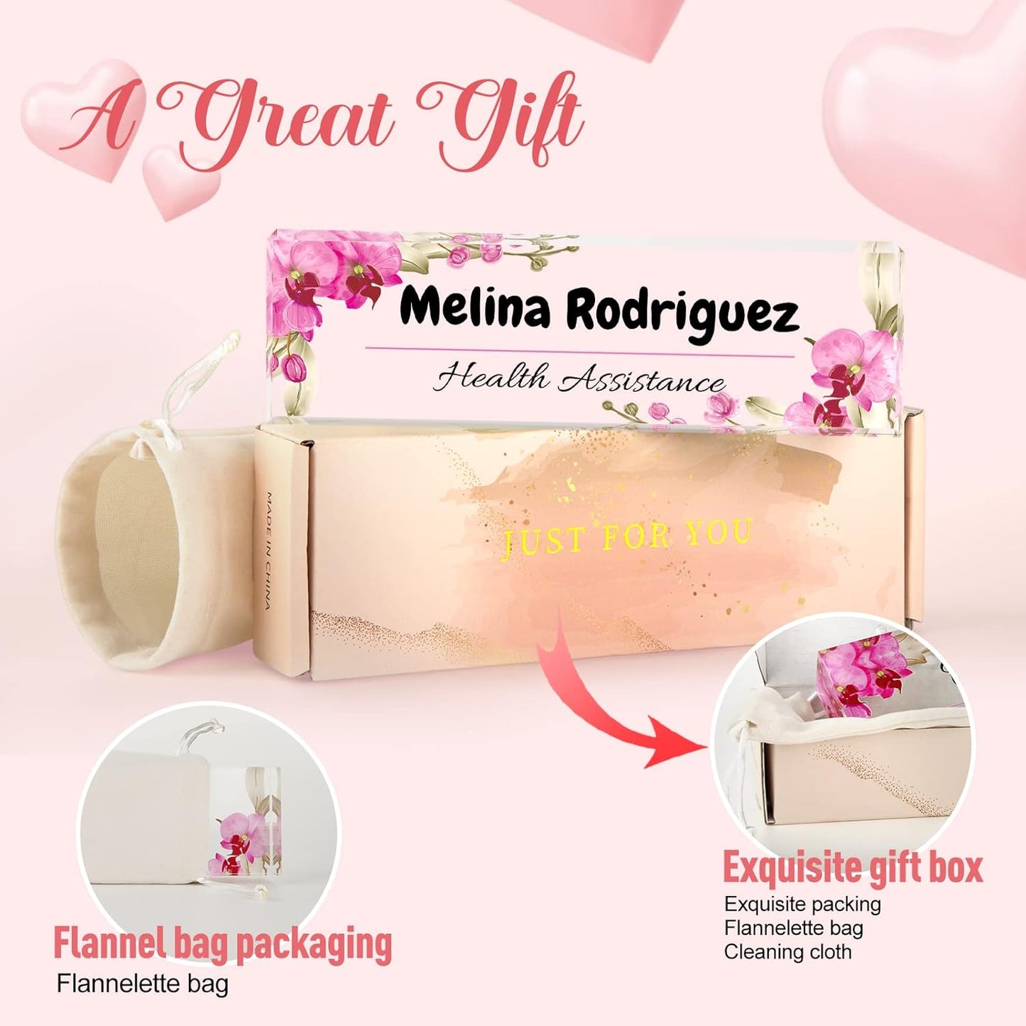 Desk Name Plate Personalized | Custom Name Plates for Desks | Office Gifts for Coworkers, Boss, Employee, Teacher, Social Worker | Office Desk Decor - (8" x 2.5")-Design 8