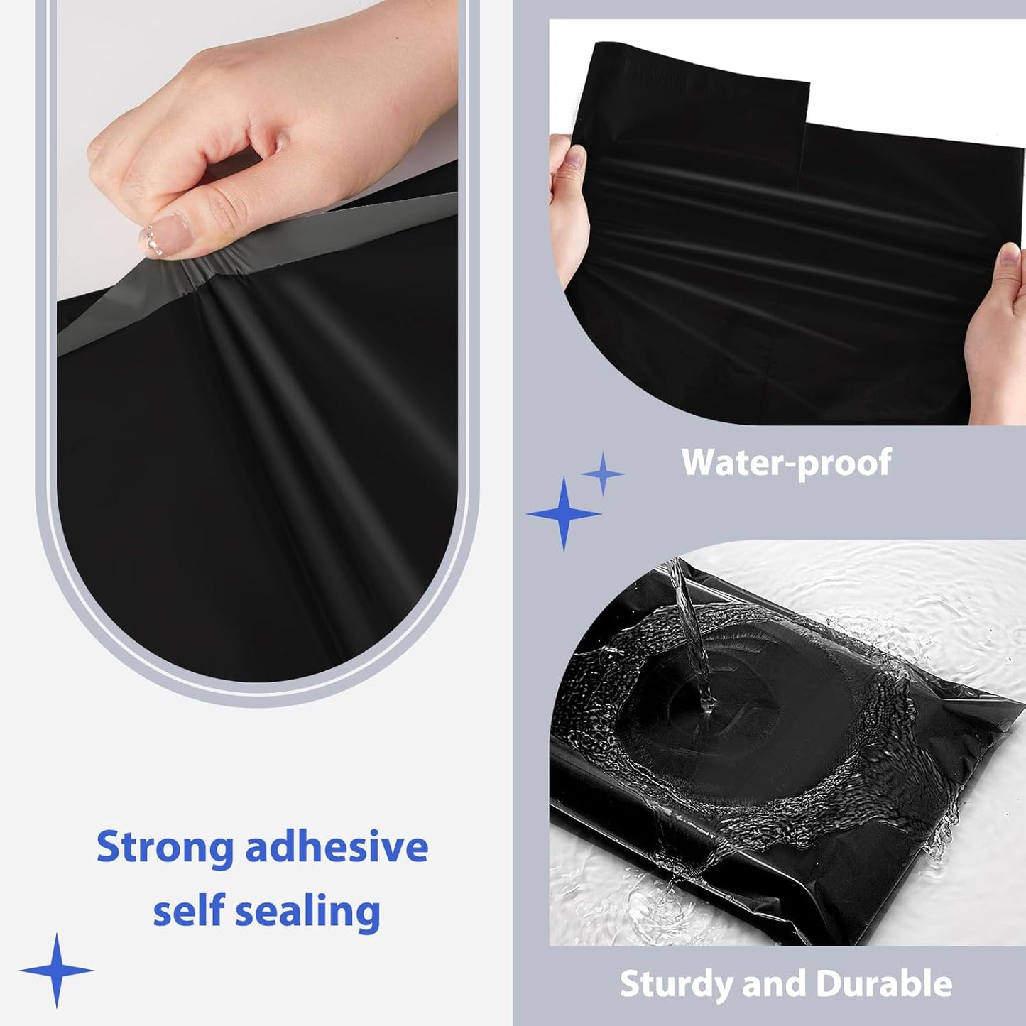 Fuxury Poly Mailers 17.7 X 22 Inches 50 Pcs, Bulk Shipping Bags for Clothing, Strong Adhesive Shipping Envelopes for Small Business Suppliers,Waterproof Mailers Poly Bags Mailing Envelopes Black