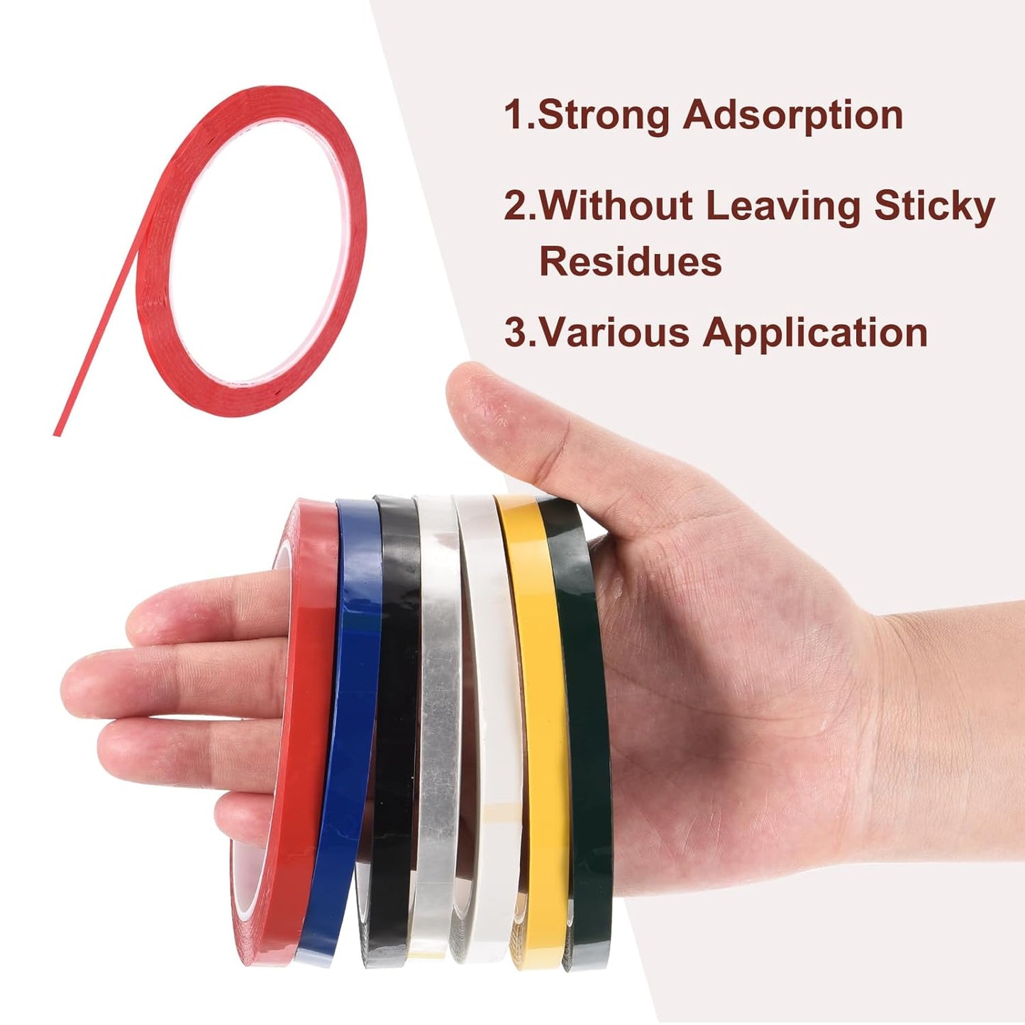 MECCANIXITY 10 Rolls Whiteboard Tape Graphic Chart Tape 3mm 54.7 Yard Art Tape Thin Self-Adhesive Pinstripe Tape Masking Tape for Gift Wrapping Craft Supplies, Red