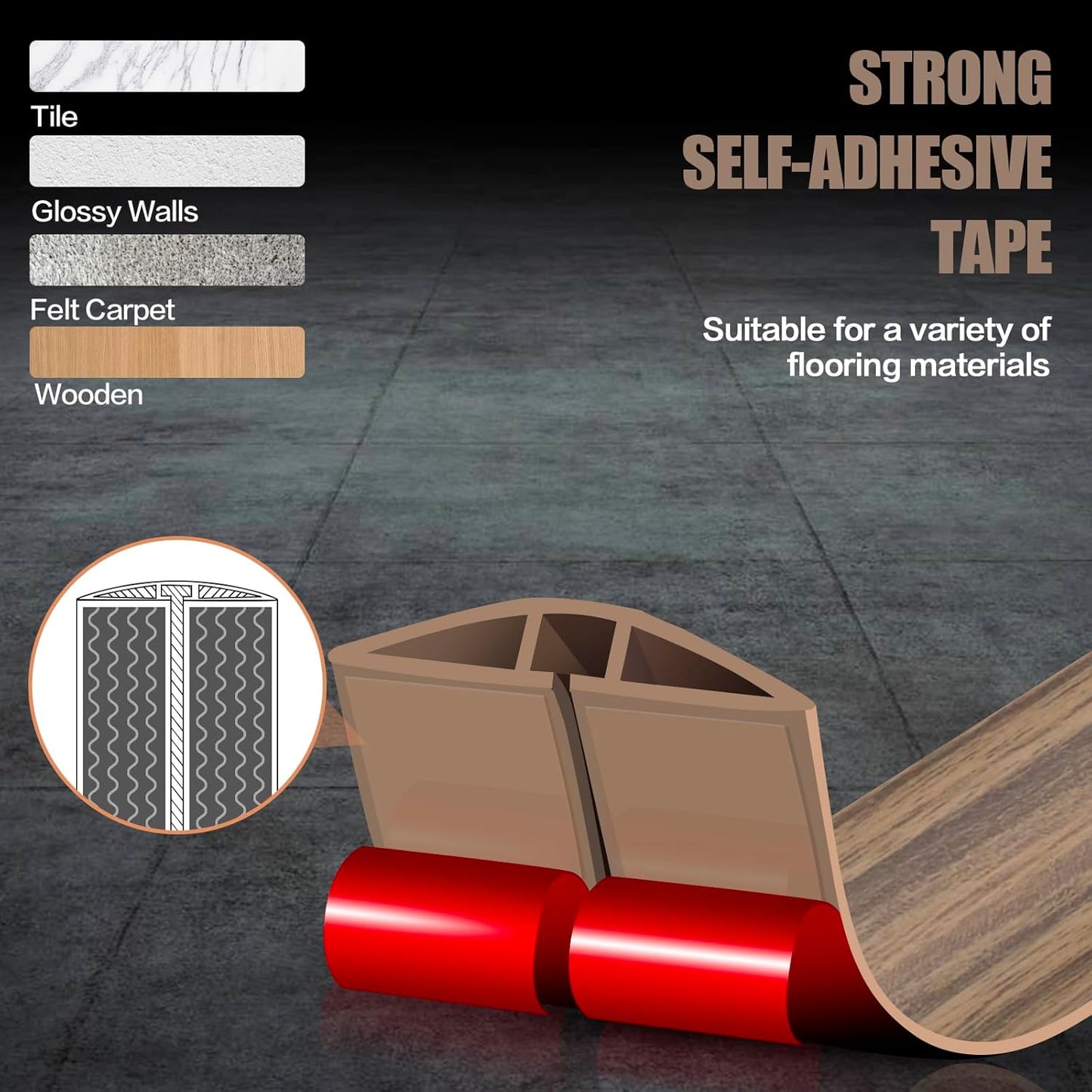 Floor Cord Cover Self Adhesive Cord Hider,20FT Cable Management, Extension Strip Protector for Wires, Prevent Cable Trips for Offices, Gyms, Exhibitions Cavity:0.39"(W) x 0.27"(H) Woodsmokedbrown